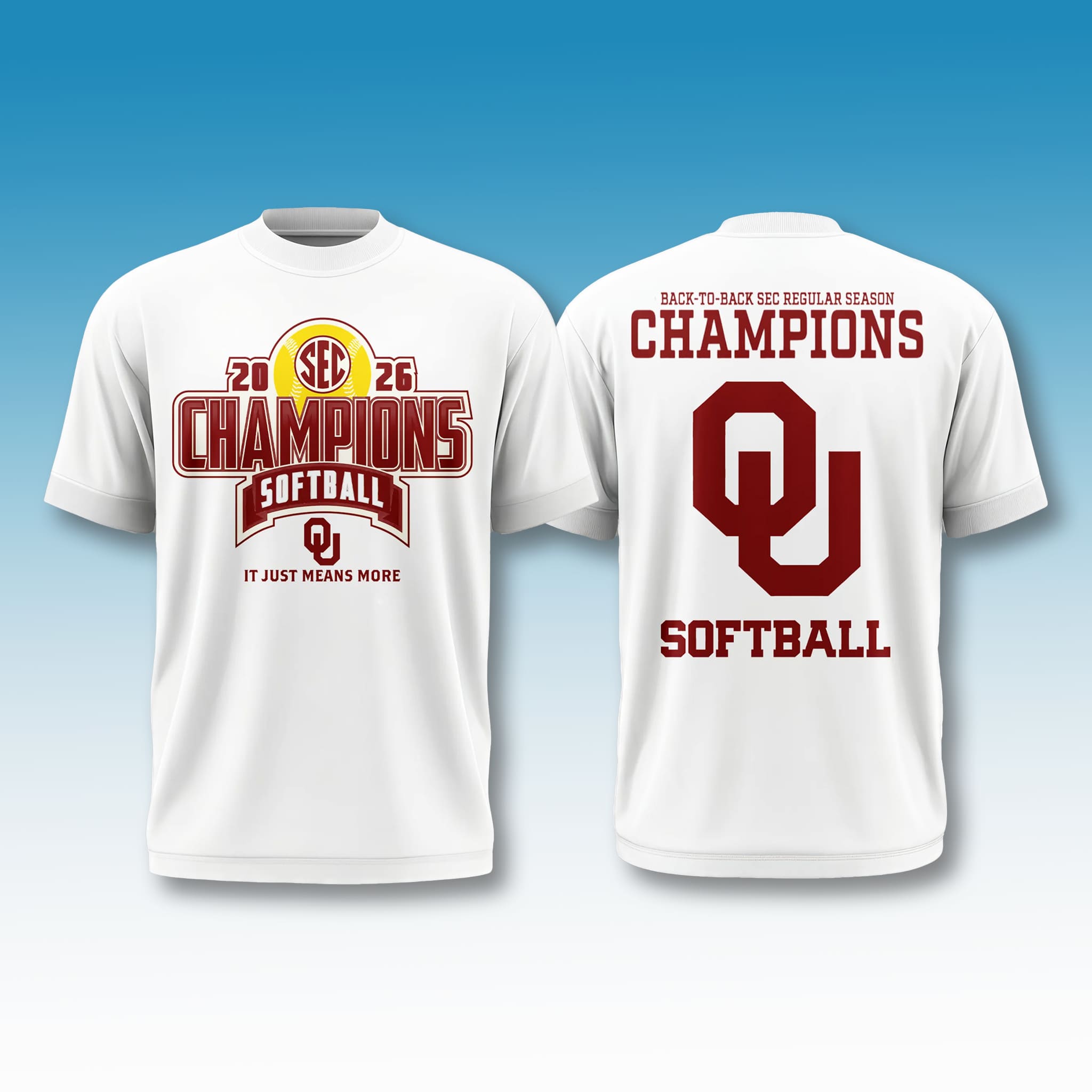 Oklahoma Softball 2026 SEC Regular Season Back-to-Back Champions Shirt 2 Oklahoma Softball 2026 SEC Regular Season Back to Back Champions Shirt 2