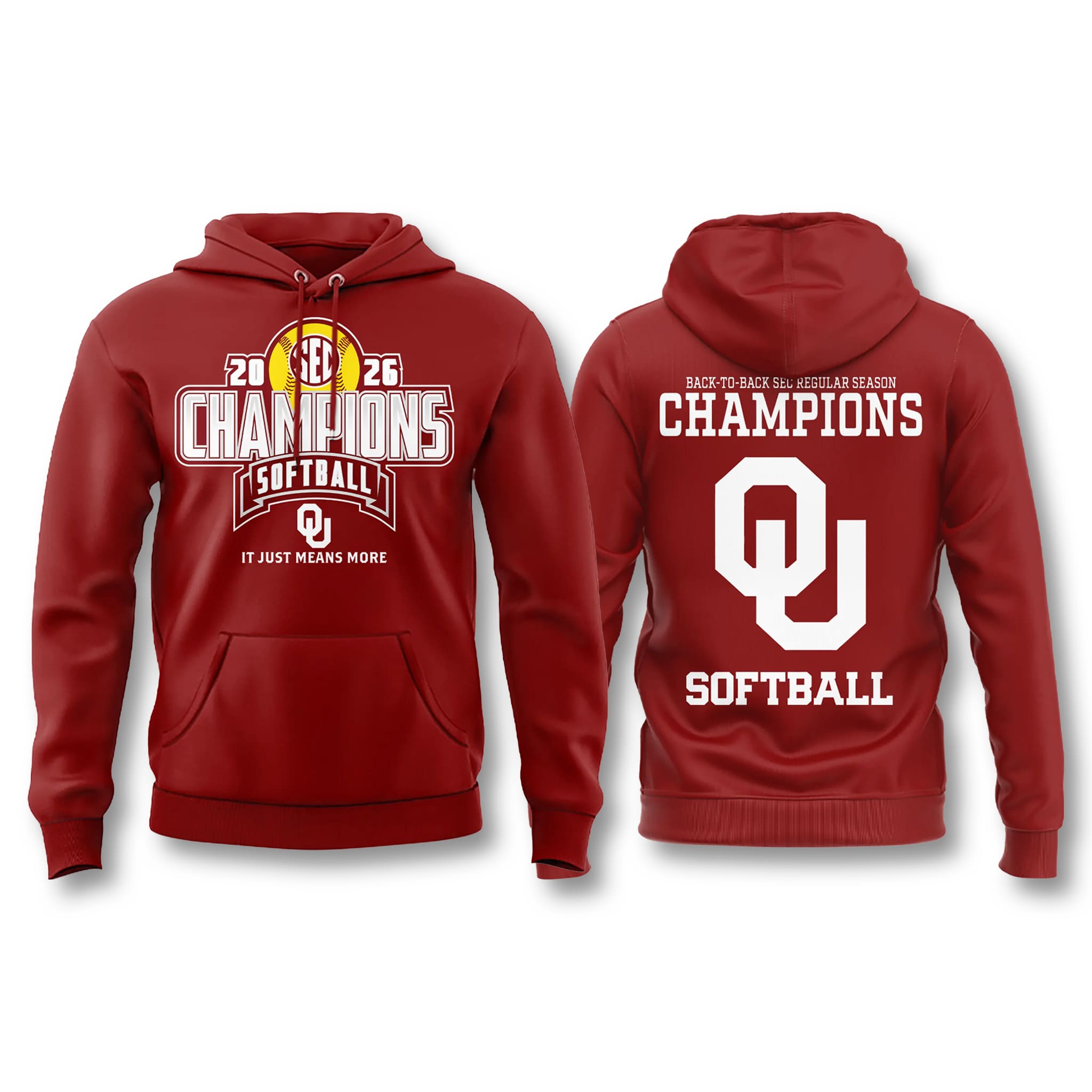 Oklahoma Softball 2026 SEC Regular Season Back-to-Back Champions Shirt 3 Oklahoma Softball 2026 SEC Regular Season Back to Back Champions Shirt