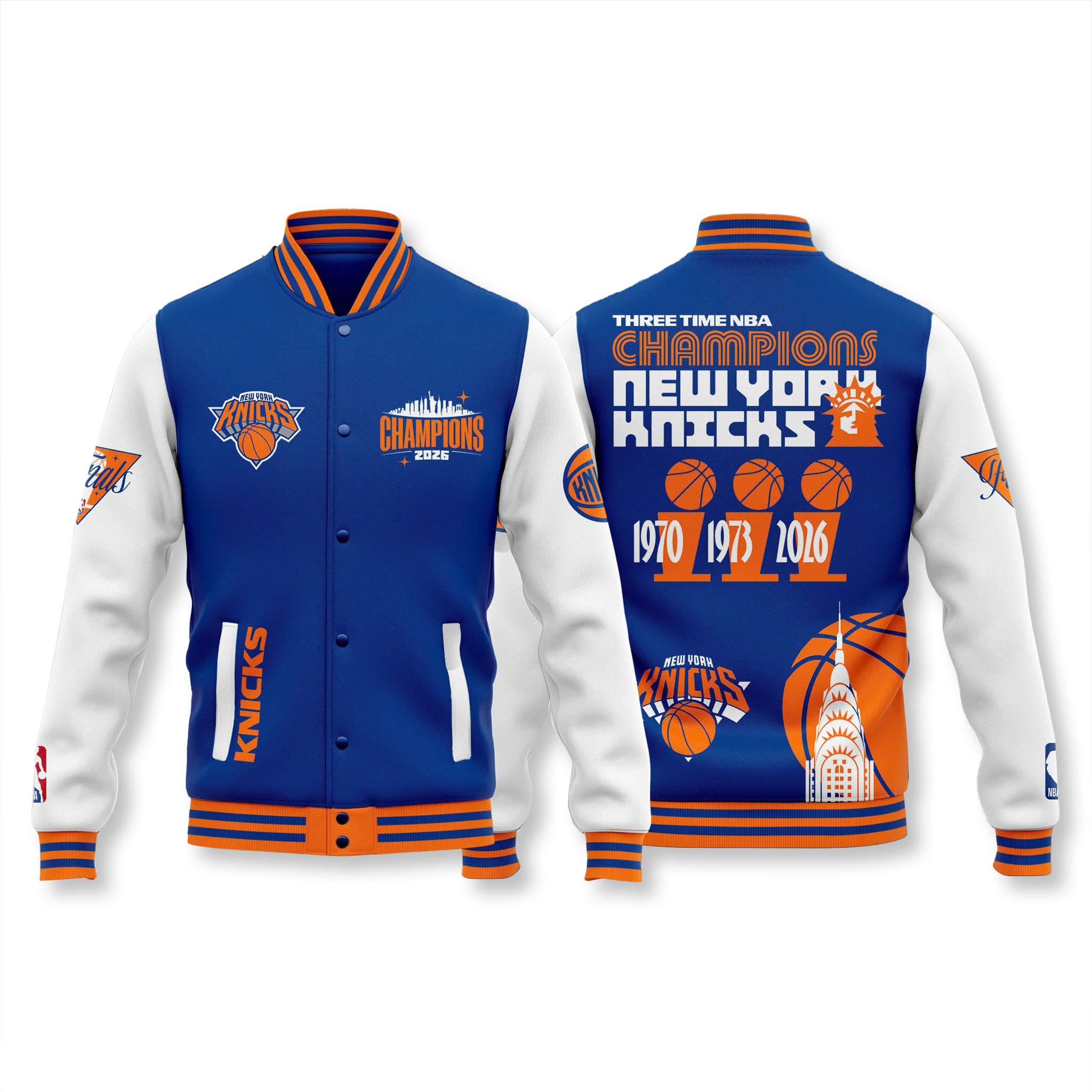 2026 Knicks 3 Times Champions Varsity Jacket 2 2026 Knicks 3 Times Champions Varsity Jacket 3