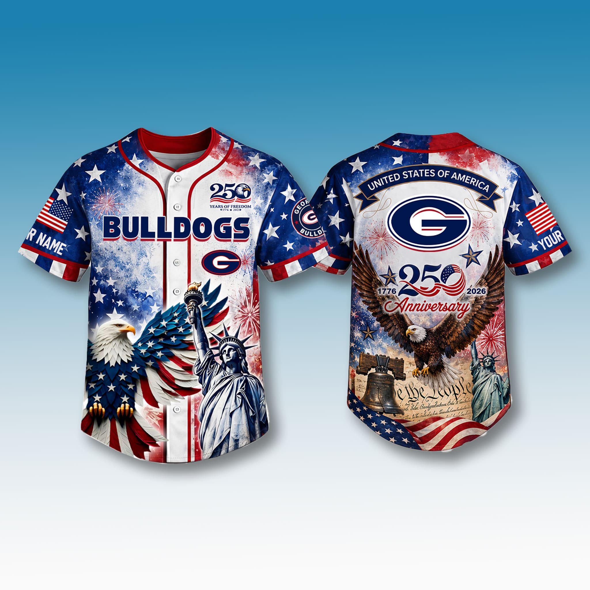 Georgia Bulldogs USA 250 Star and Stripes Jersey 2 Georgia Bulldogs USA 250 Star Stripes Jersey