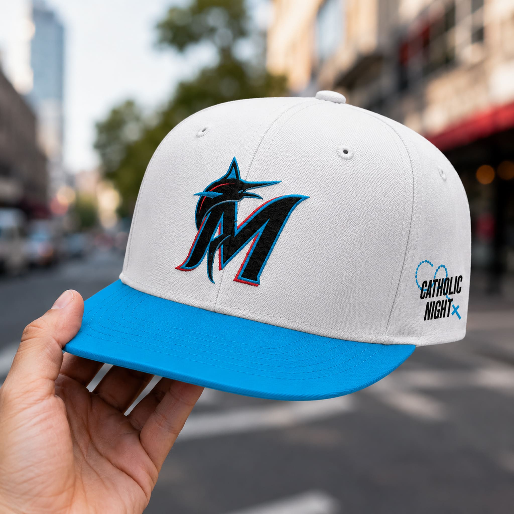 2026 Marlins Catholic Night Hat Giveaway 1 Marlins Catholic Night Hat Giveaway 2026 1