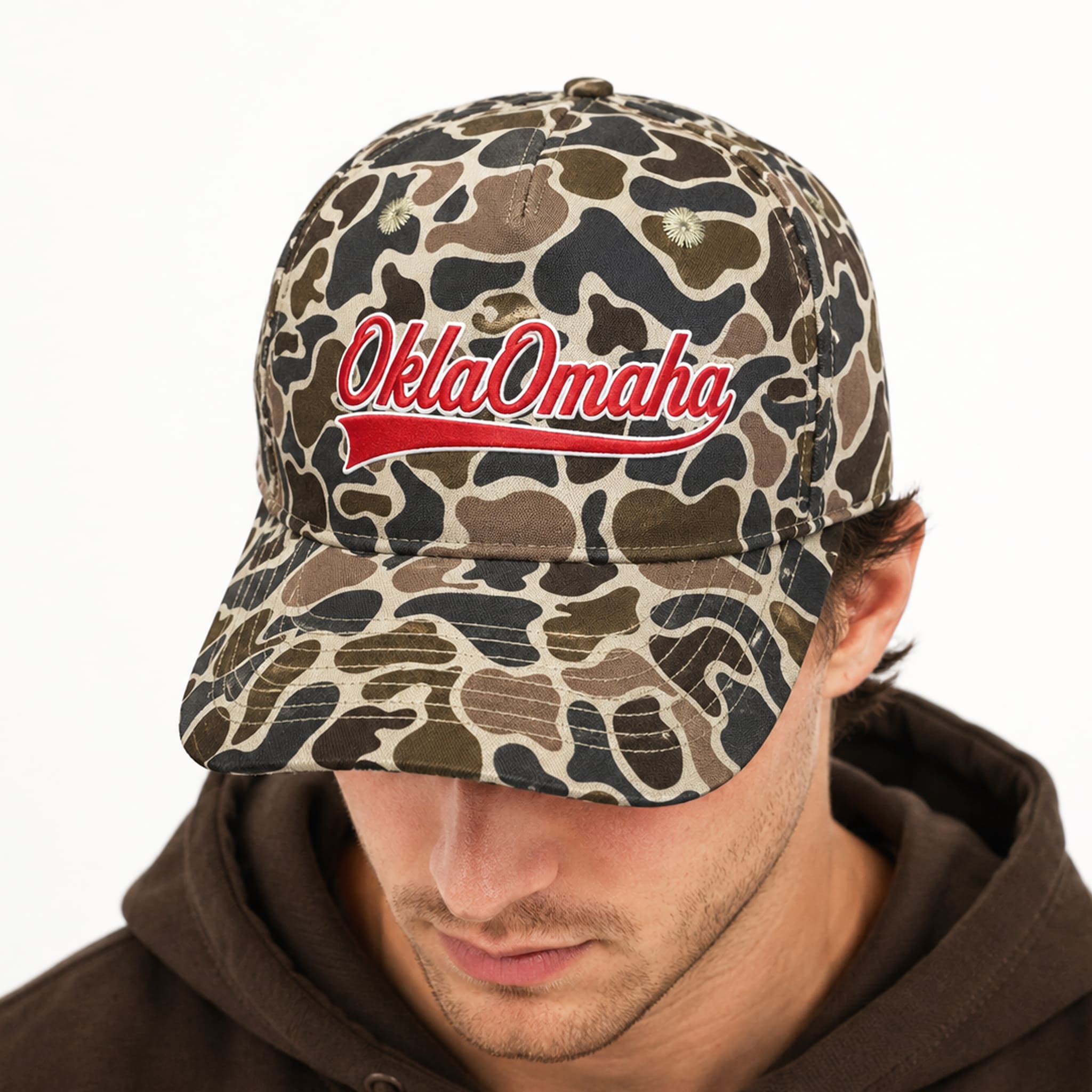 Skip Johnson Okla Omaha Camo Hat 2 Skip Johnson OU Camo Hat 3