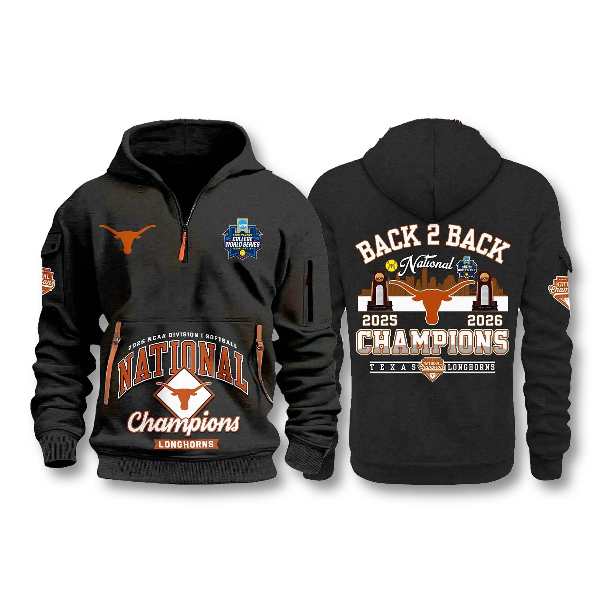 Texas Softball 2026 National Champions Quarter Zip Hoodie Texas Softball 2026 National Champions Quarter Zip Hoodie