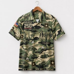 America 250 US Army Veteran Tactical Hawaiian Shirt 1