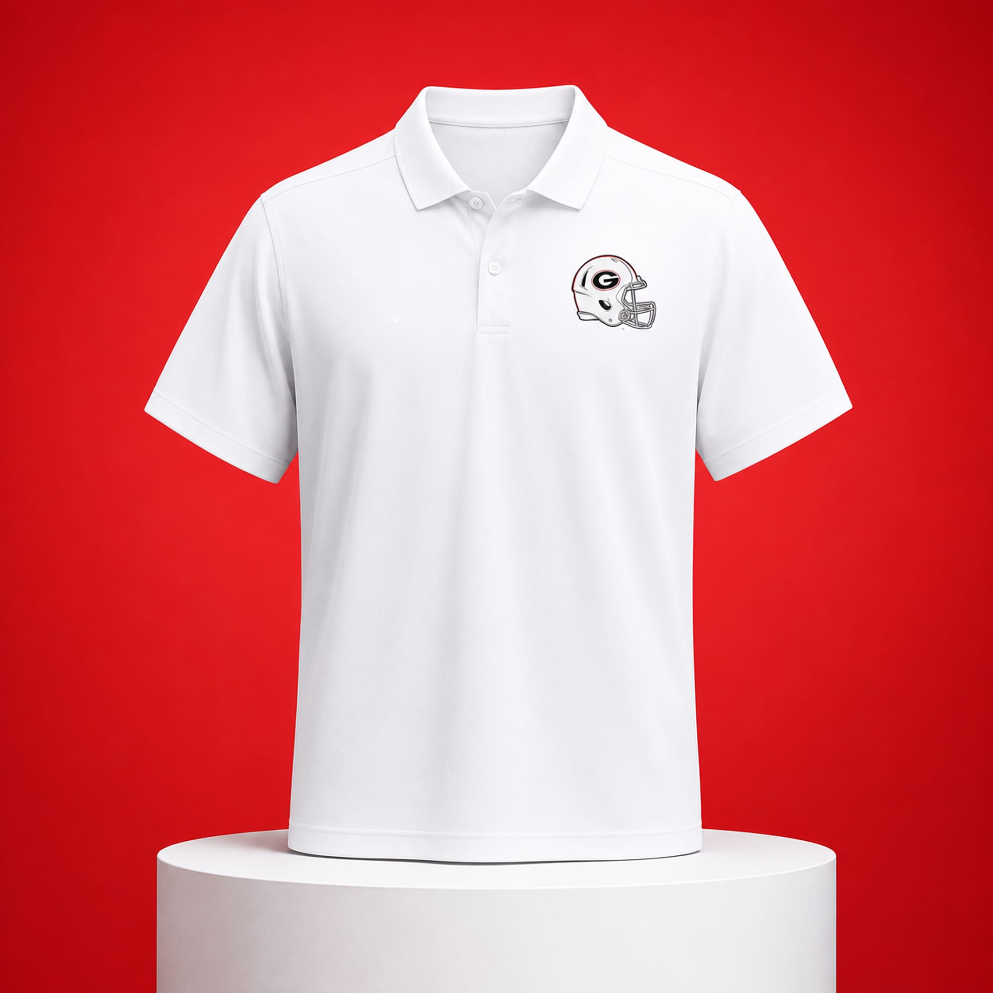 2026 Georgia Bulldogs White-Out Helmet Polo Shirt 1 2026 Georgia Bulldogs Helmet Polo Shirt 2