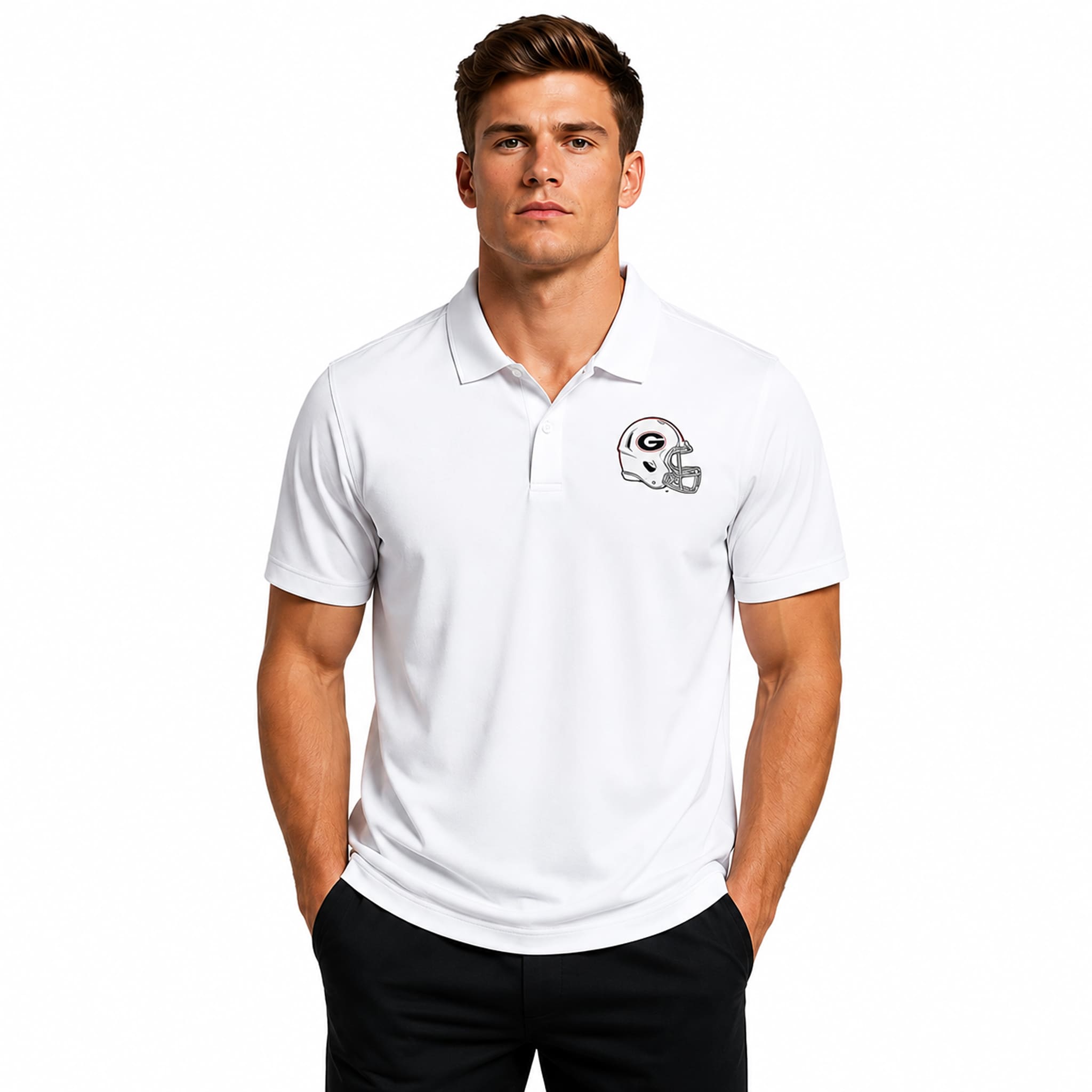 2026 Georgia Bulldogs Helmet Polo Shirt 2026 Georgia Bulldogs Helmet Polo Shirt