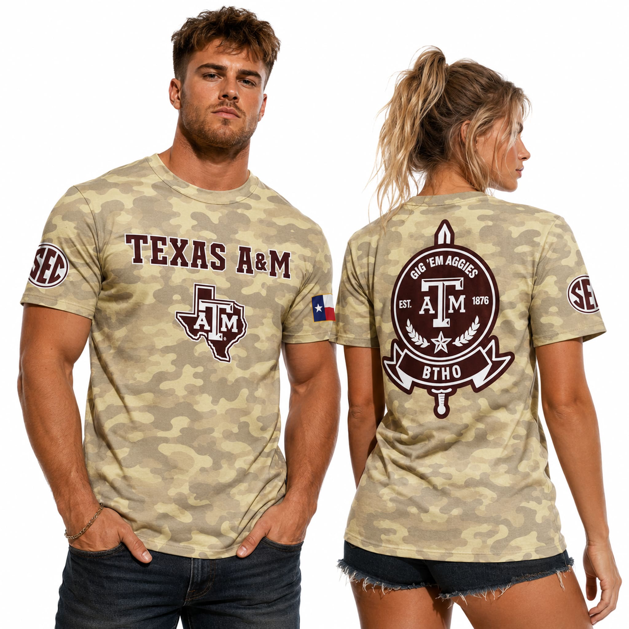 2026 Texas A&M Honor and Support Camo Hoodie 5 2026 Texas AM Salute To Service Camo Shirt 2