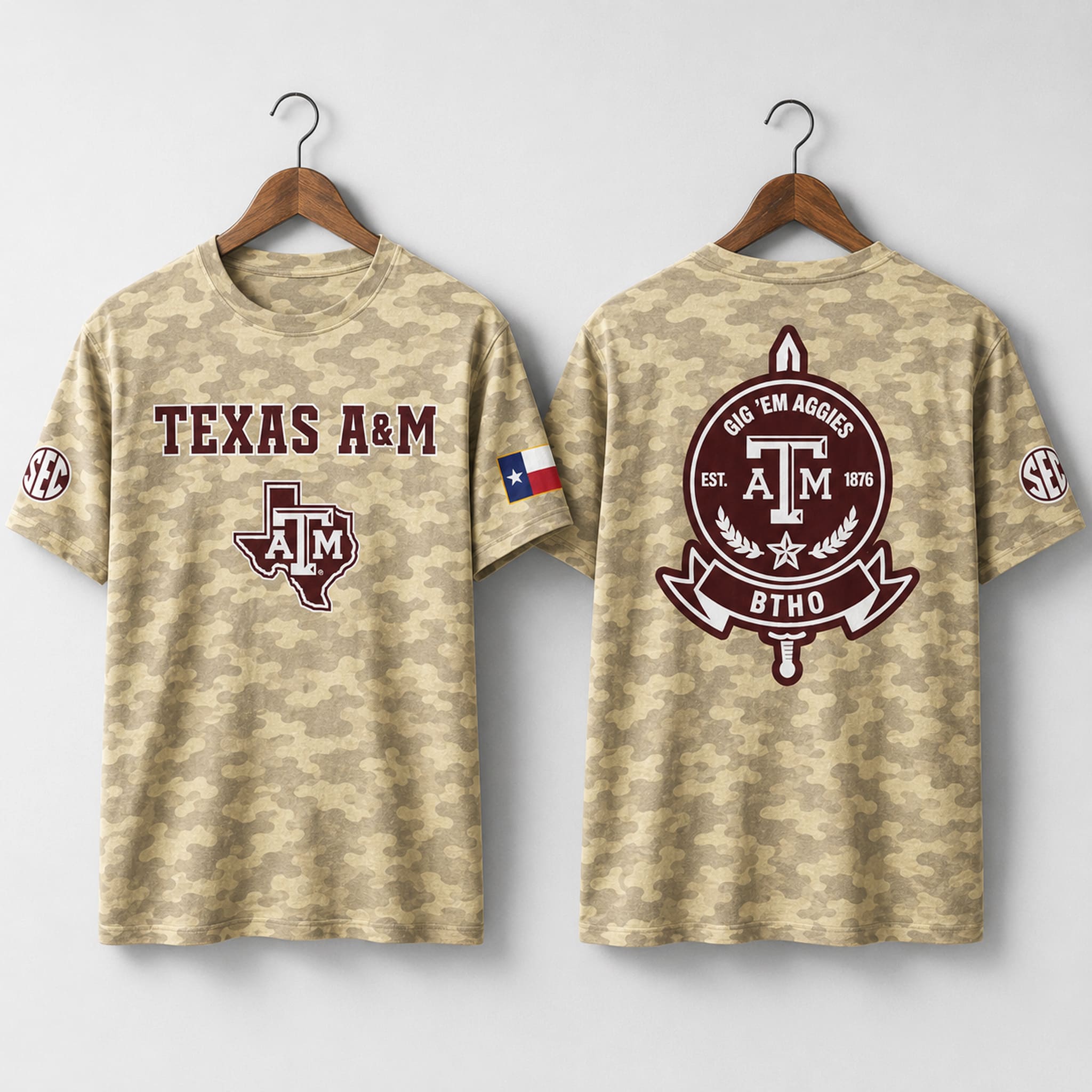 2026 Texas A&M Honor and Support Camo Hoodie 6 2026 Texas AM Salute To Service Camo Shirt 3