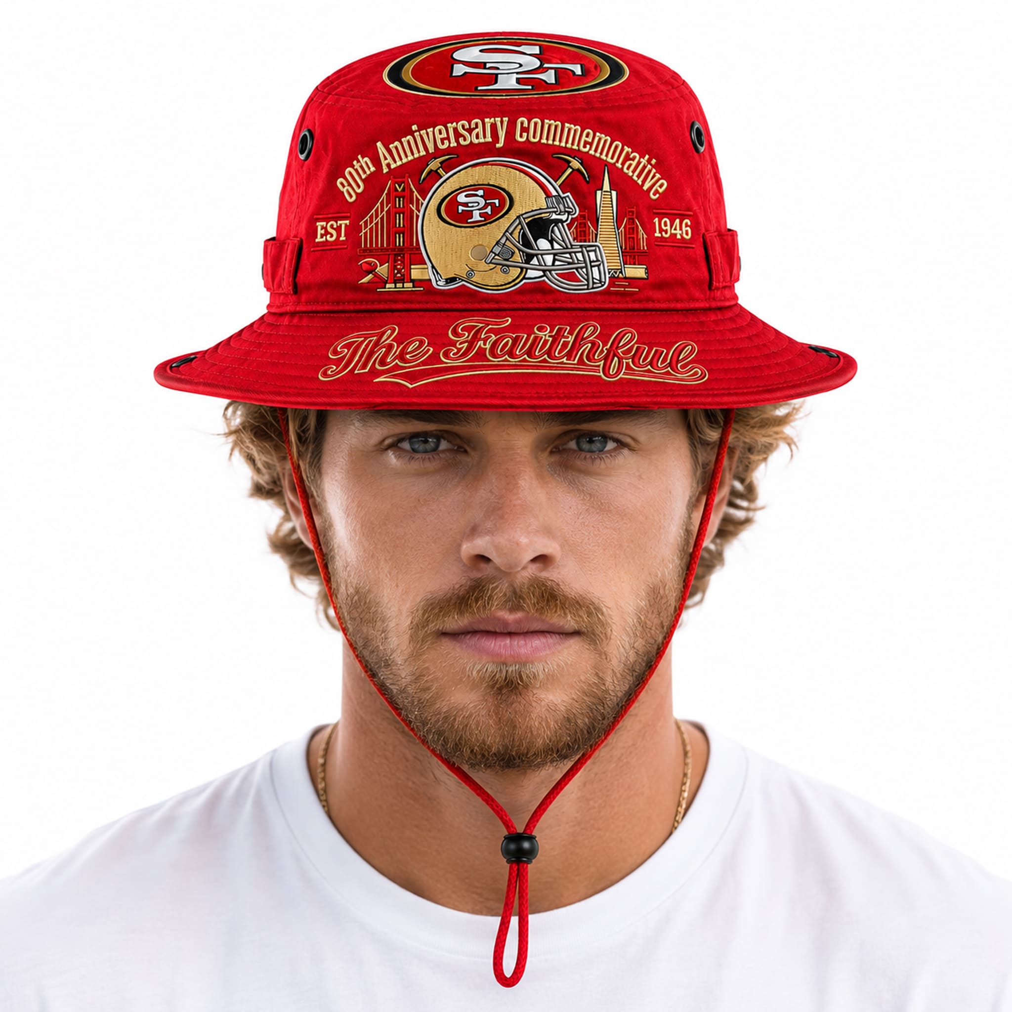 49ers The Faithful EST 1946 Bucket Hat 3 49ers The Faithful EST 1946 Bucket Hat