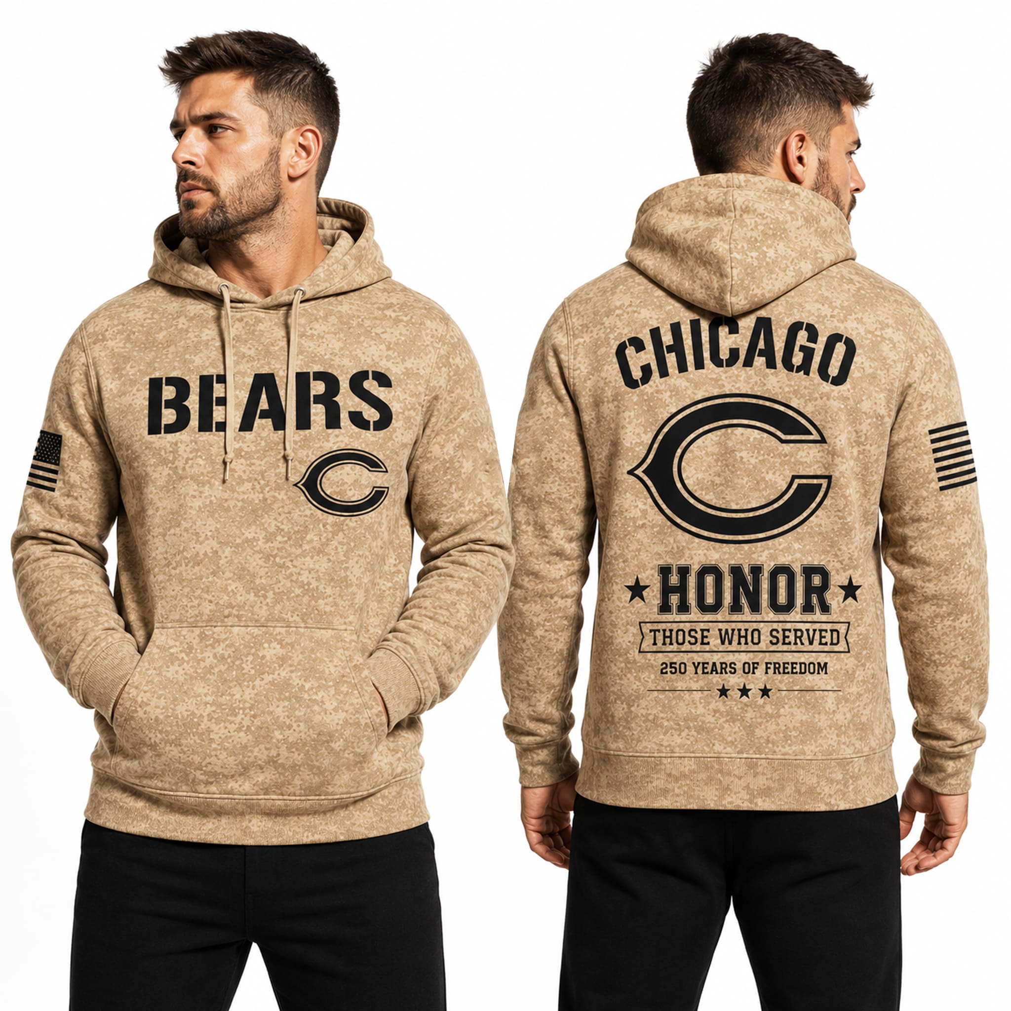 Bears 250 Years of Freedom Veteran Camo Hoodie 3 Bears 250 Years of Freedom Veteran Camo Hoodie