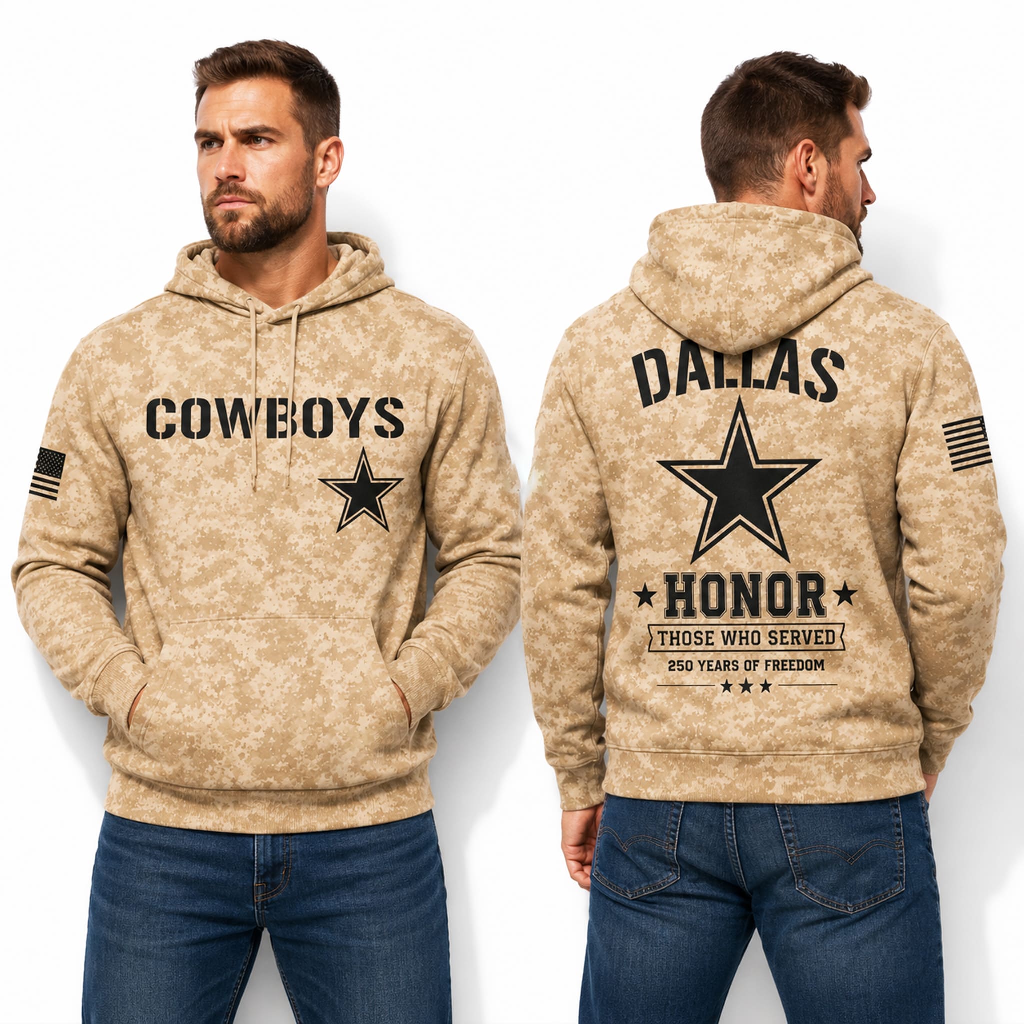 Cowboys 250 Years of Freedom Veteran Camo Hoodie 3 Cowboys 250 Years of Freedom Veteran Camo Hoodie