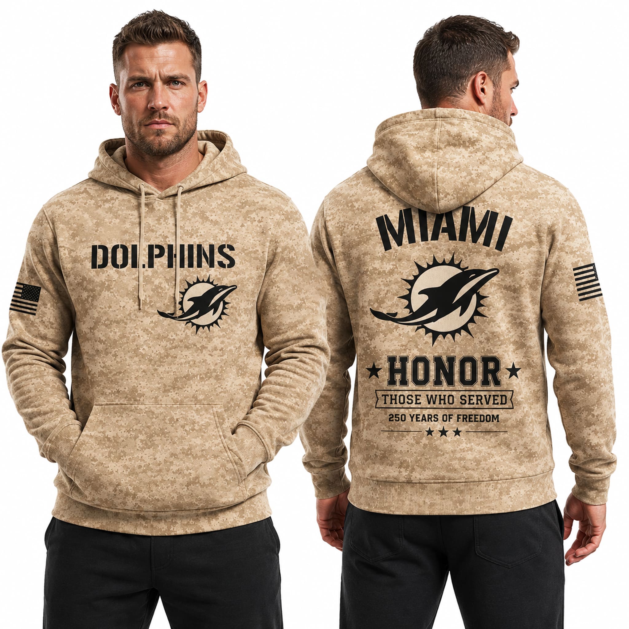 Dolphins 250 Years of Freedom Veteran Camo Hoodie 3 Dolphins 250 Years of Freedom Veteran Camo Hoodie