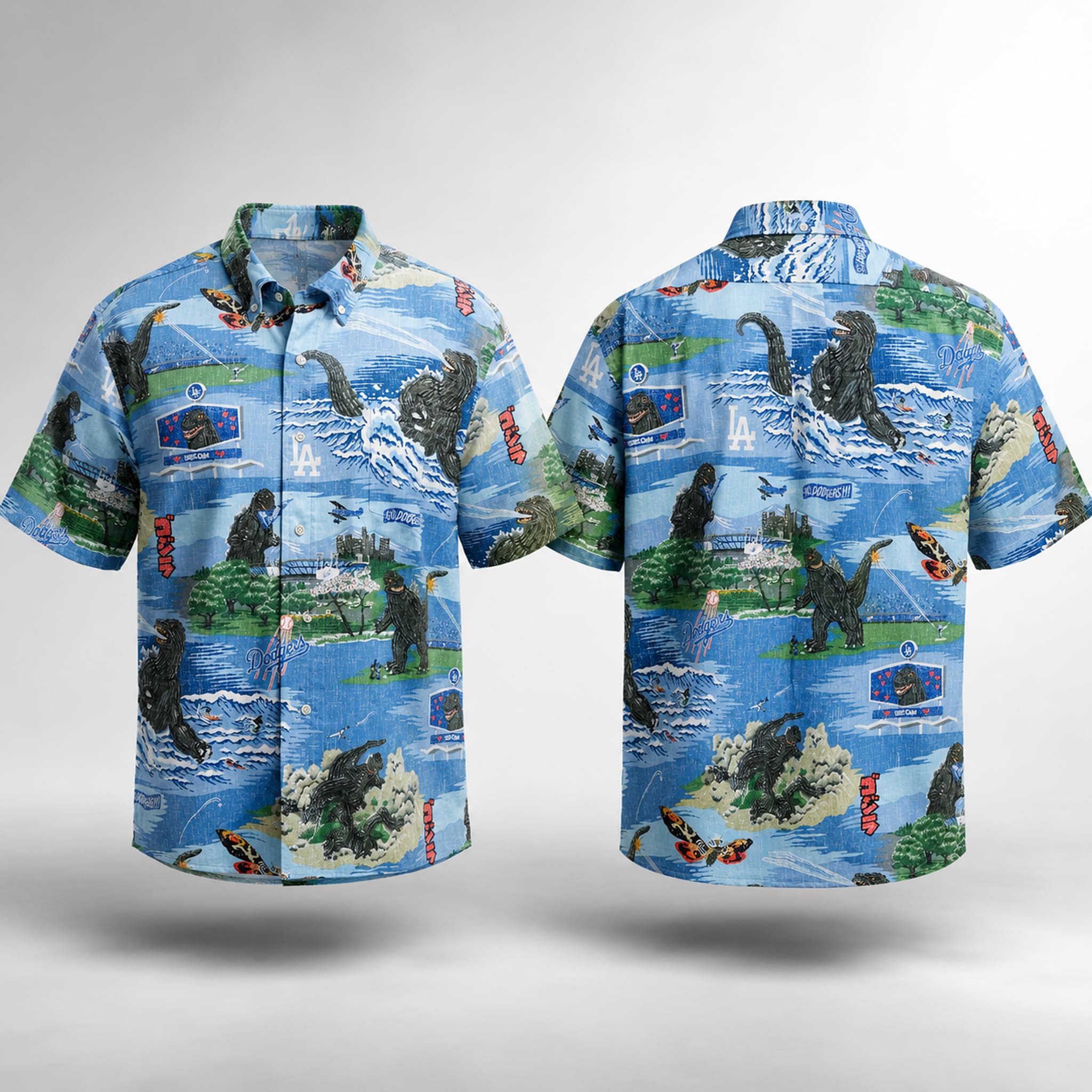 LA Dodgers Godzilla Retro Hawaiian Shirt 5 LA Dodgers Godzilla Retro Hawaiian Shirt