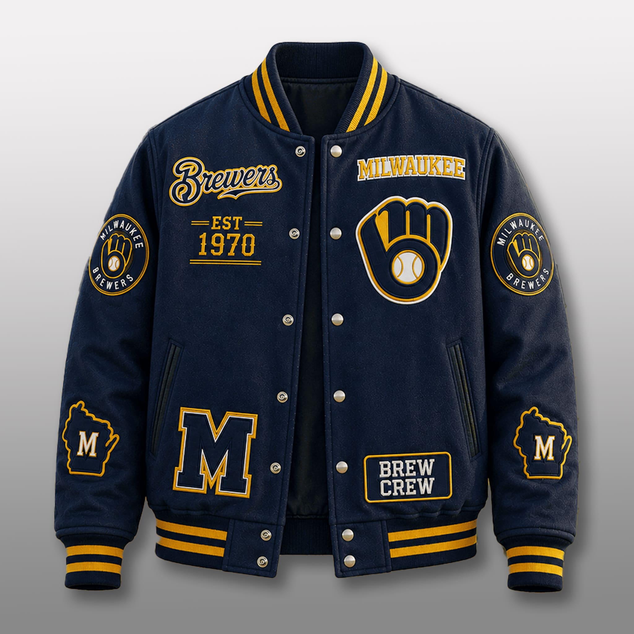 Milwaukee Brewers EST 1970 Legacy Varsity Jacket 1 Milwaukee Brewers EST 1970 Legacy Varsity Jacket 1