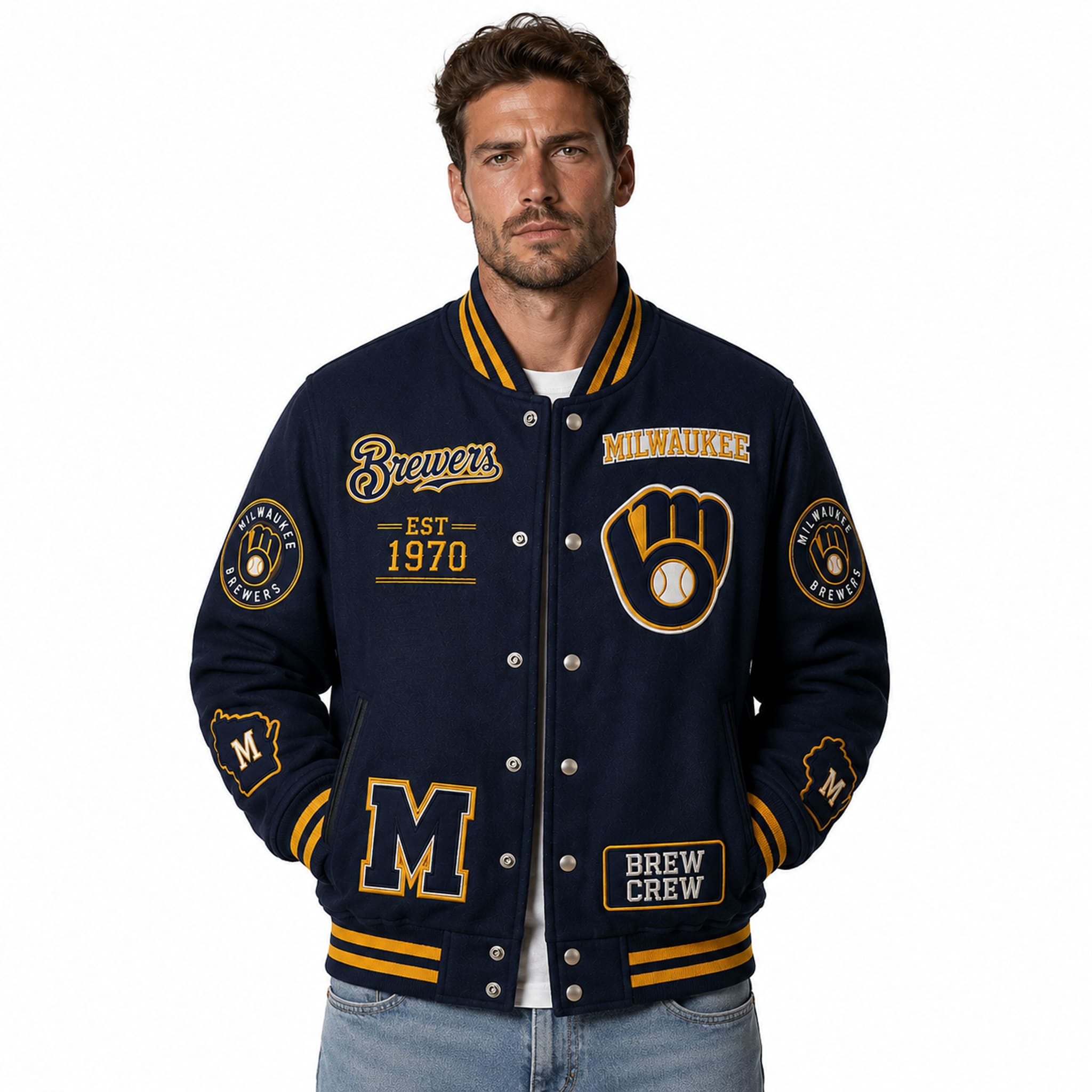 Milwaukee Brewers EST 1970 Legacy Varsity Jacket 3 Milwaukee Brewers EST 1970 Legacy Varsity Jacket
