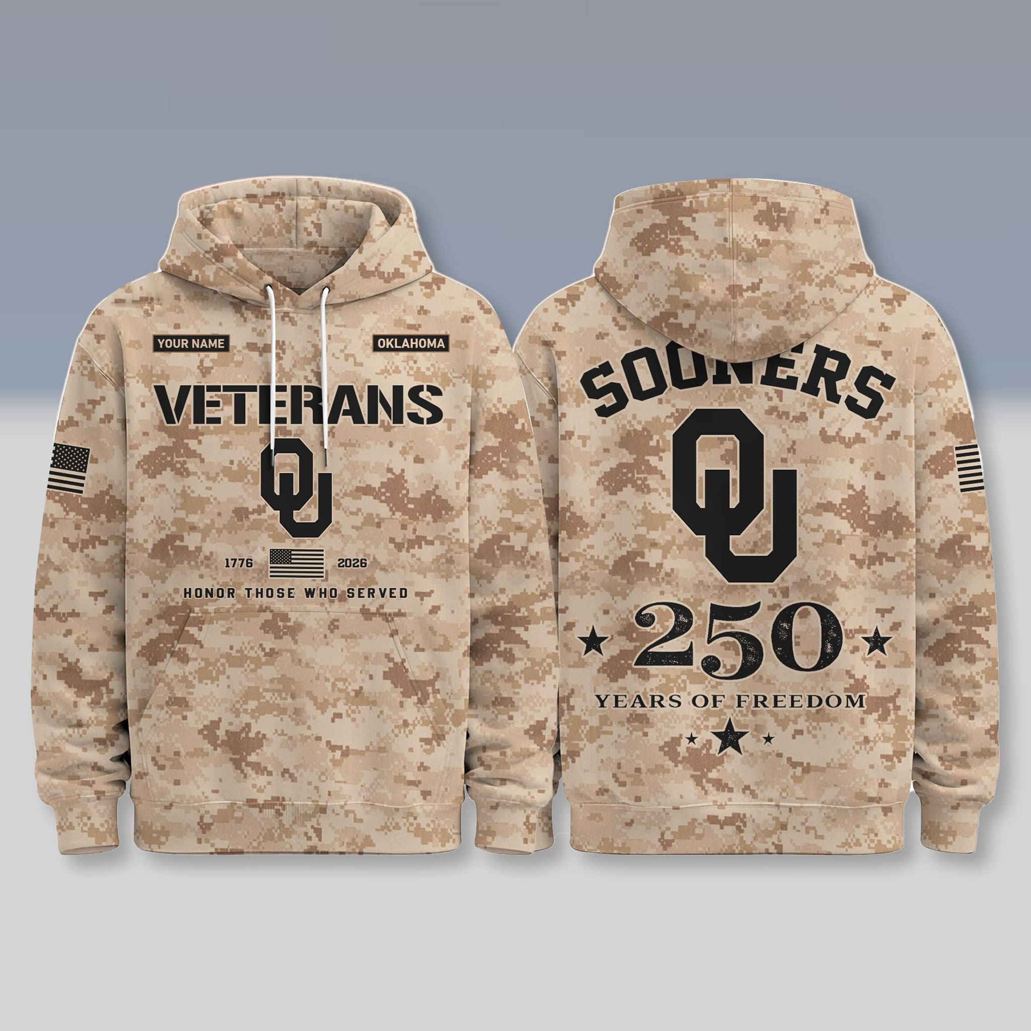 Oklahoma Sooners USA 250 Veterans Day Camo Hoodie 1 Oklahoma Sooners USA 250 Veterans Day Camo Hoodie 1