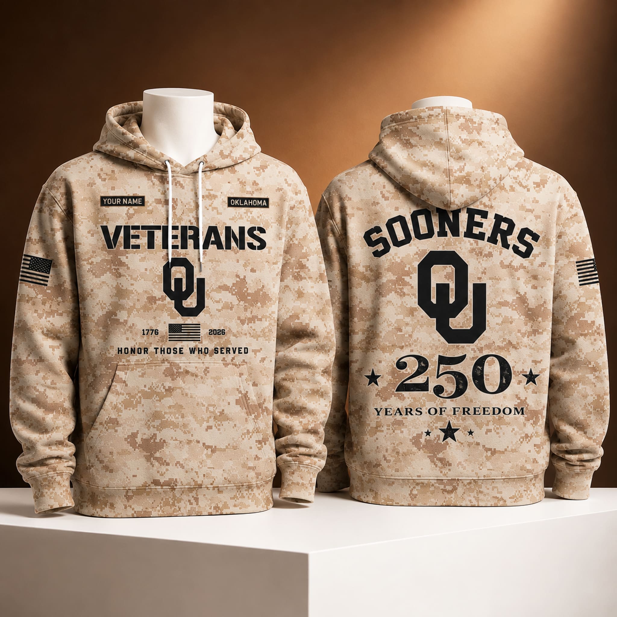 Oklahoma Sooners USA 250 Veterans Day Camo Hoodie 2 Oklahoma Sooners USA 250 Veterans Day Camo Hoodie 2