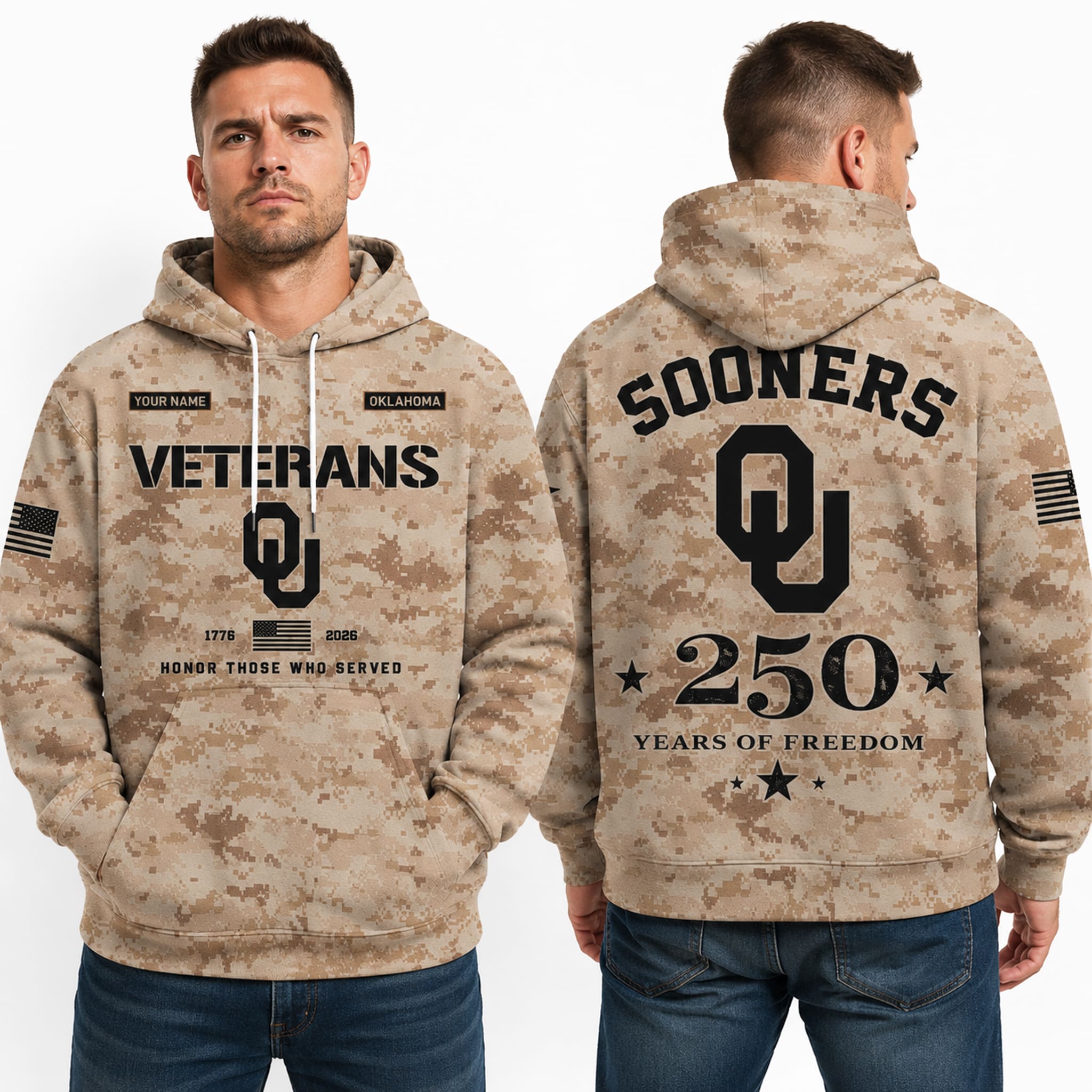 Oklahoma Sooners USA 250 Veterans Day Camo Hoodie 3 Oklahoma Sooners USA 250 Veterans Day Camo Hoodie