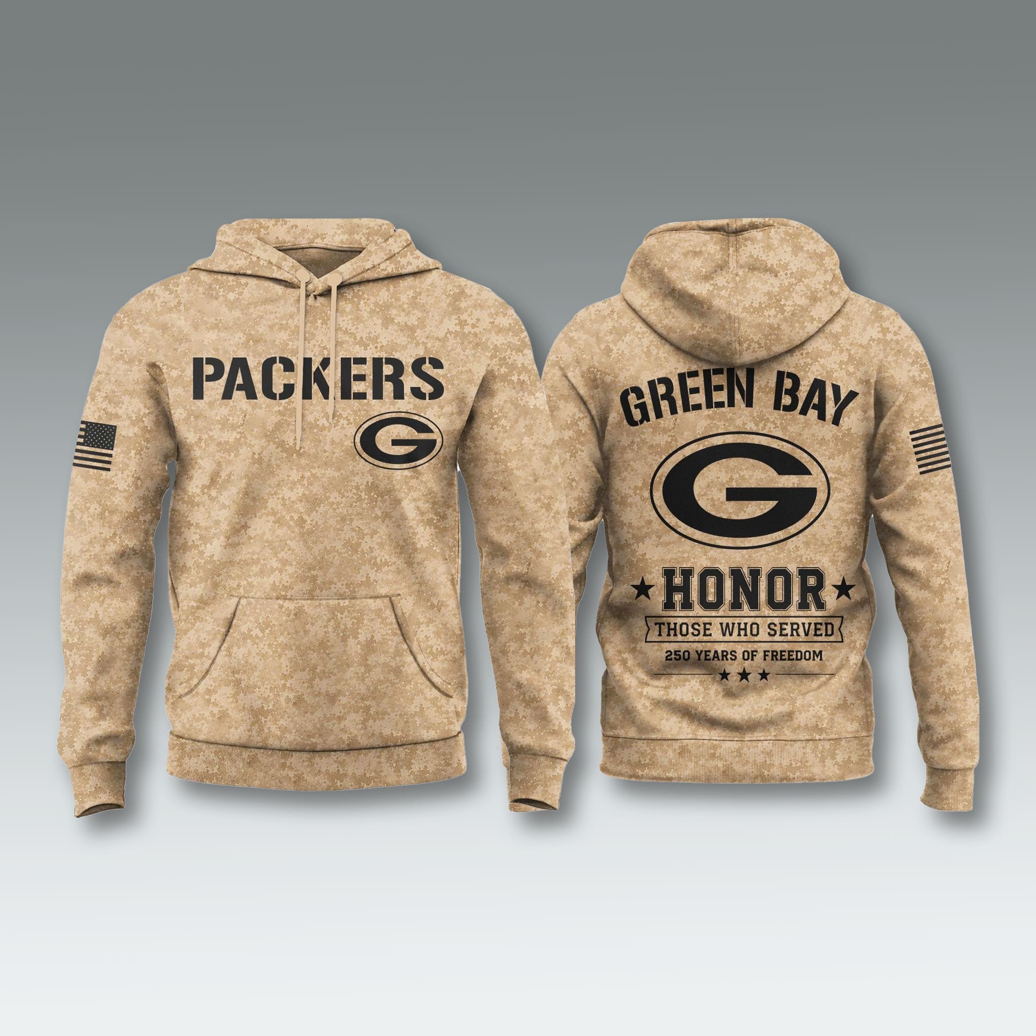 Packers 250 Years of Freedom Veteran Camo Hoodie 2 Packers 250 Years of Freedom Veteran Camo Hoodie 2