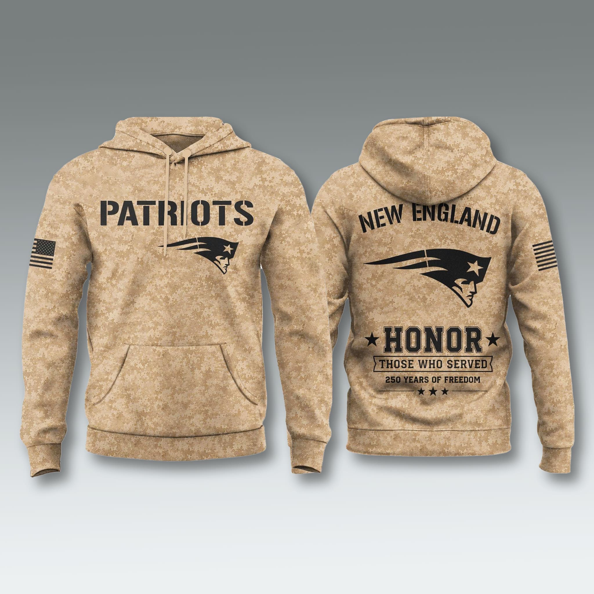 Patriots 250 Years of Freedom Veteran Camo Hoodie 1 Patriots 250 Years of Freedom Veteran Camo Hoodie 1