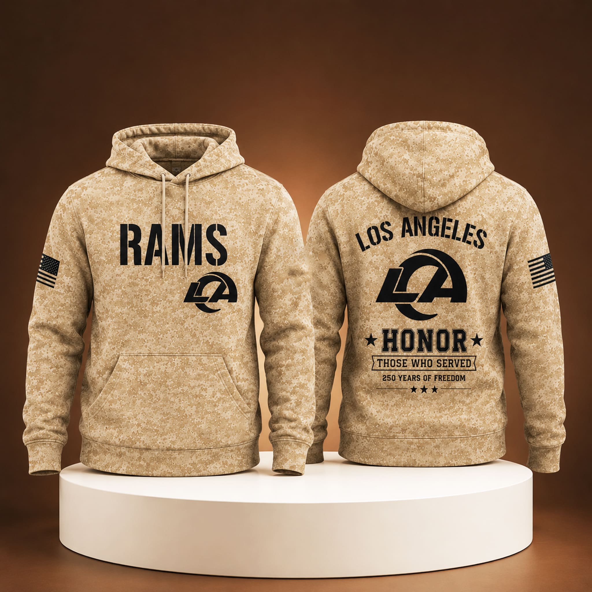 Rams 250 Years of Freedom Veteran Camo Hoodie Rams 250 Years of Freedom Veteran Camo Hoodie