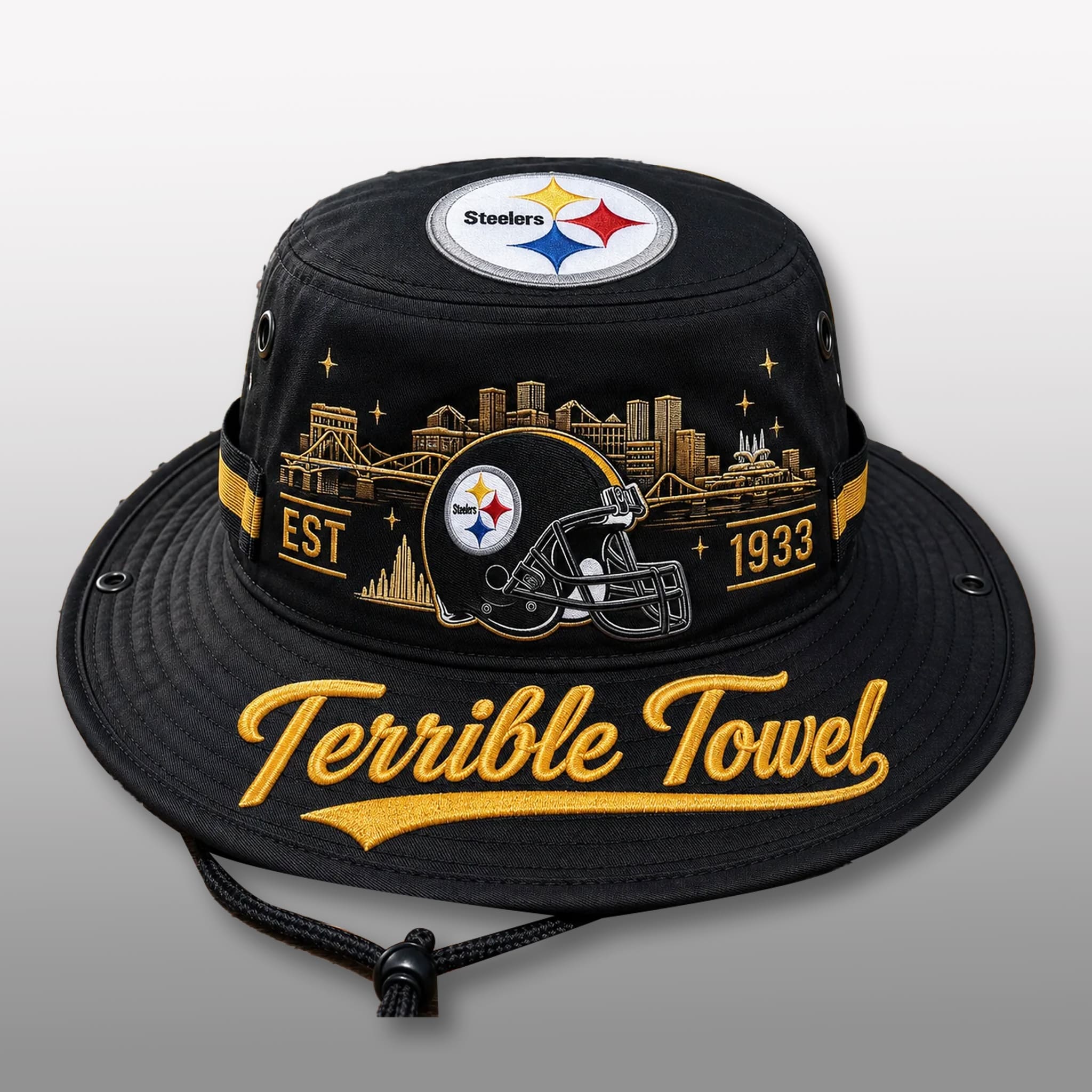 Steelers Terrible Towel EST 1933 Bucket Hat 2 Steelers Terrible Towel EST 1933 Bucket Hat 2