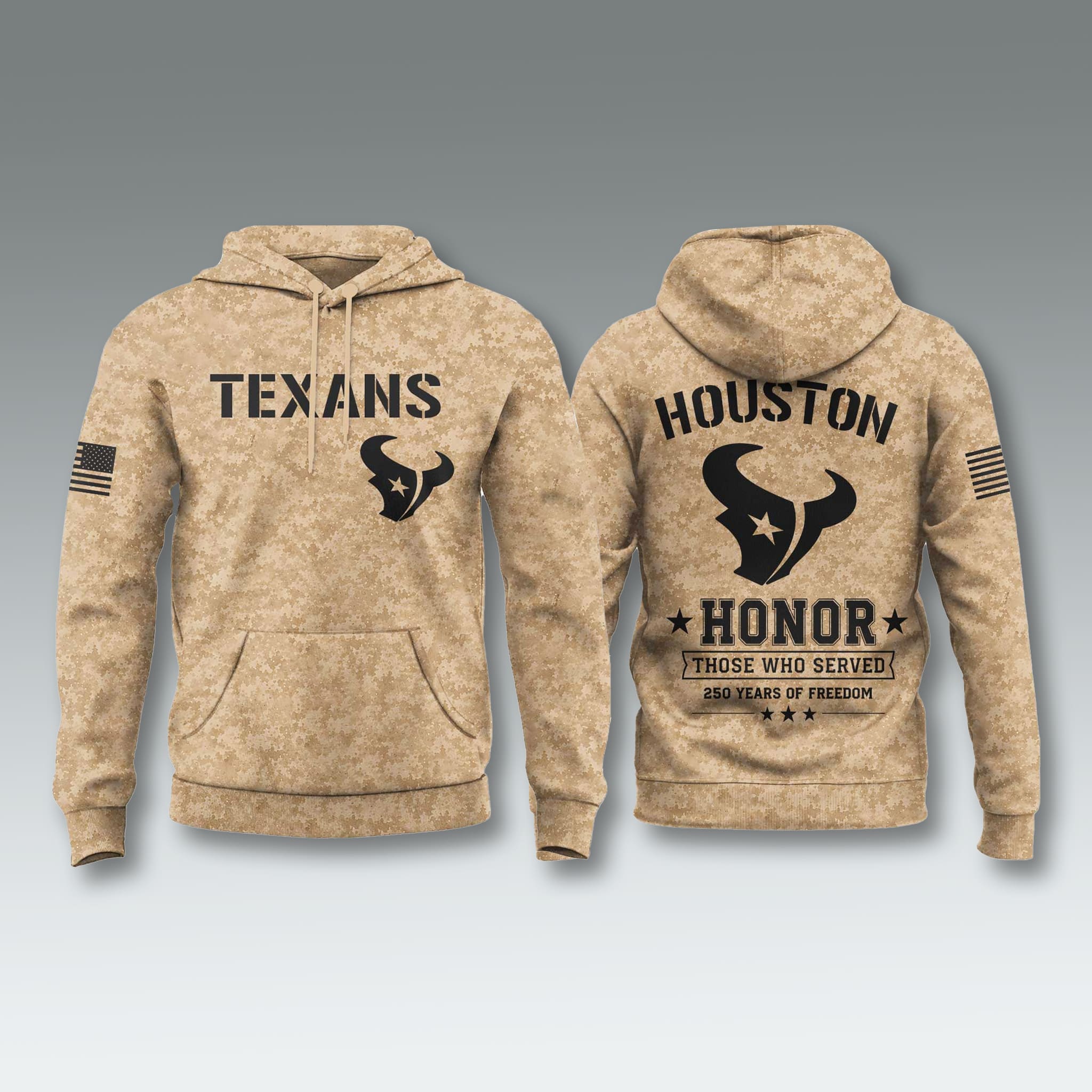 Texans 250 Years of Freedom Veteran Camo Hoodie 1 Texans 250 Years of Freedom Veteran Camo Hoodie 1