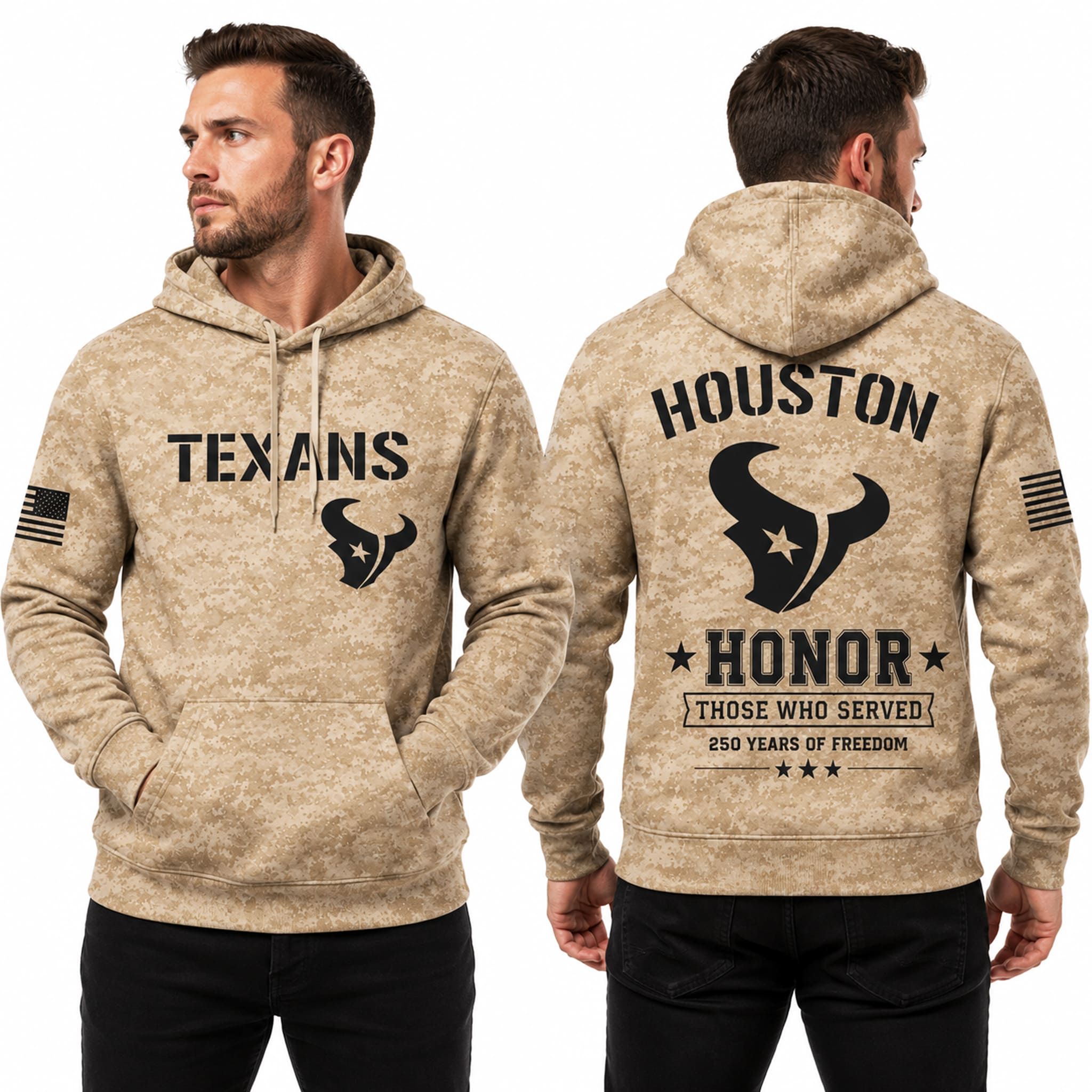 Texans 250 Years of Freedom Veteran Camo Hoodie 3 Texans 250 Years of Freedom Veteran Camo Hoodie