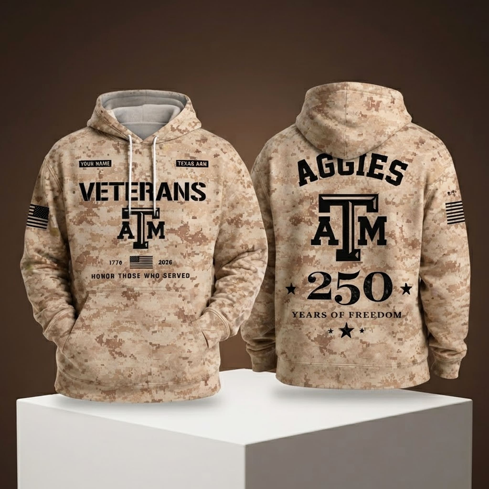 Texas AM Aggies Years of Freedom Veteran Camo Hoodie Texas AM Aggies Years of Freedom Veteran Camo Hoodie