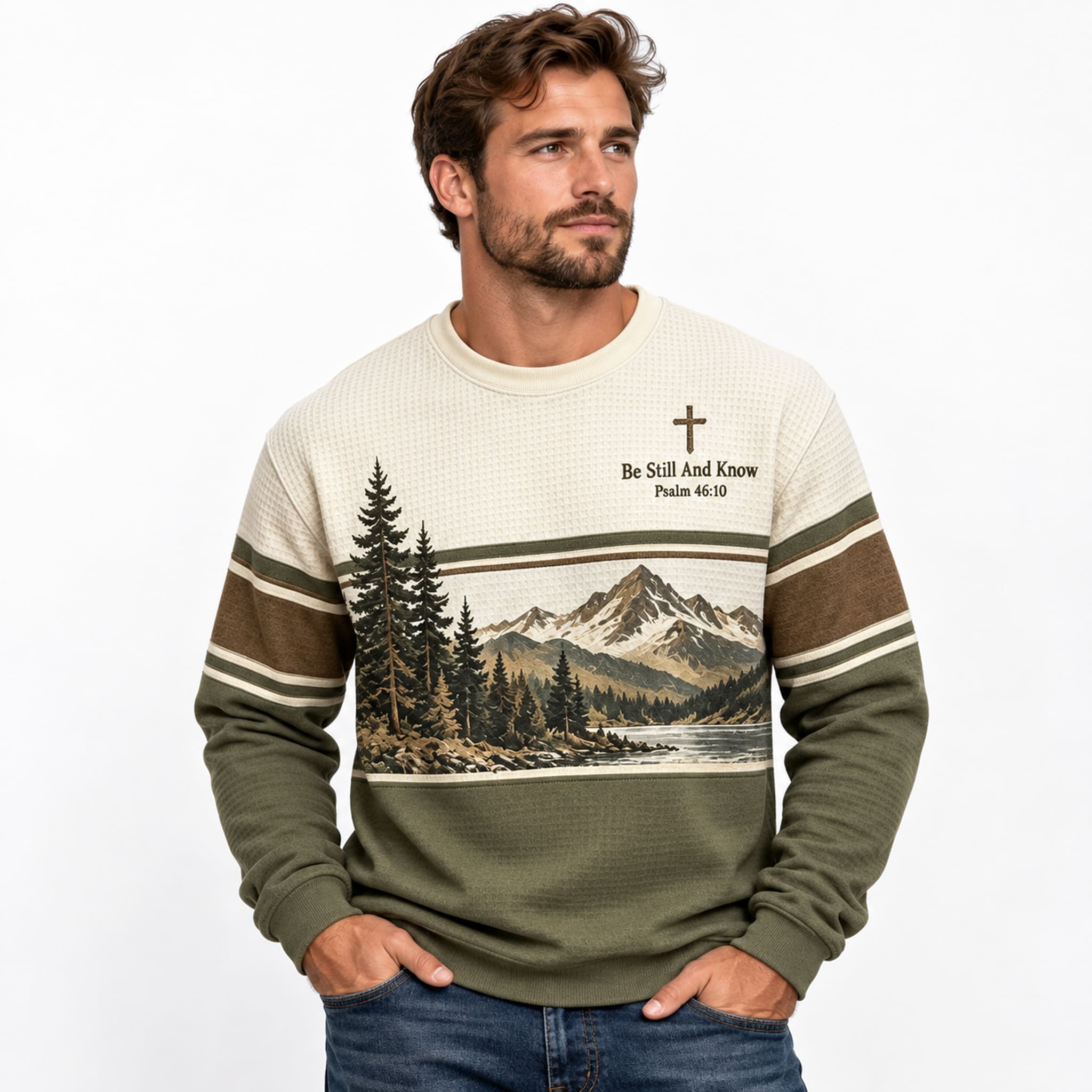 Be Still And Know Psalm 46:10 Waffle Sweater 2 Be Still And Know Psalm 46 10 Waffle Sweater 2