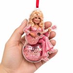 Dolly Parton Pink Disco Ball Acrylic Christmas Ornament