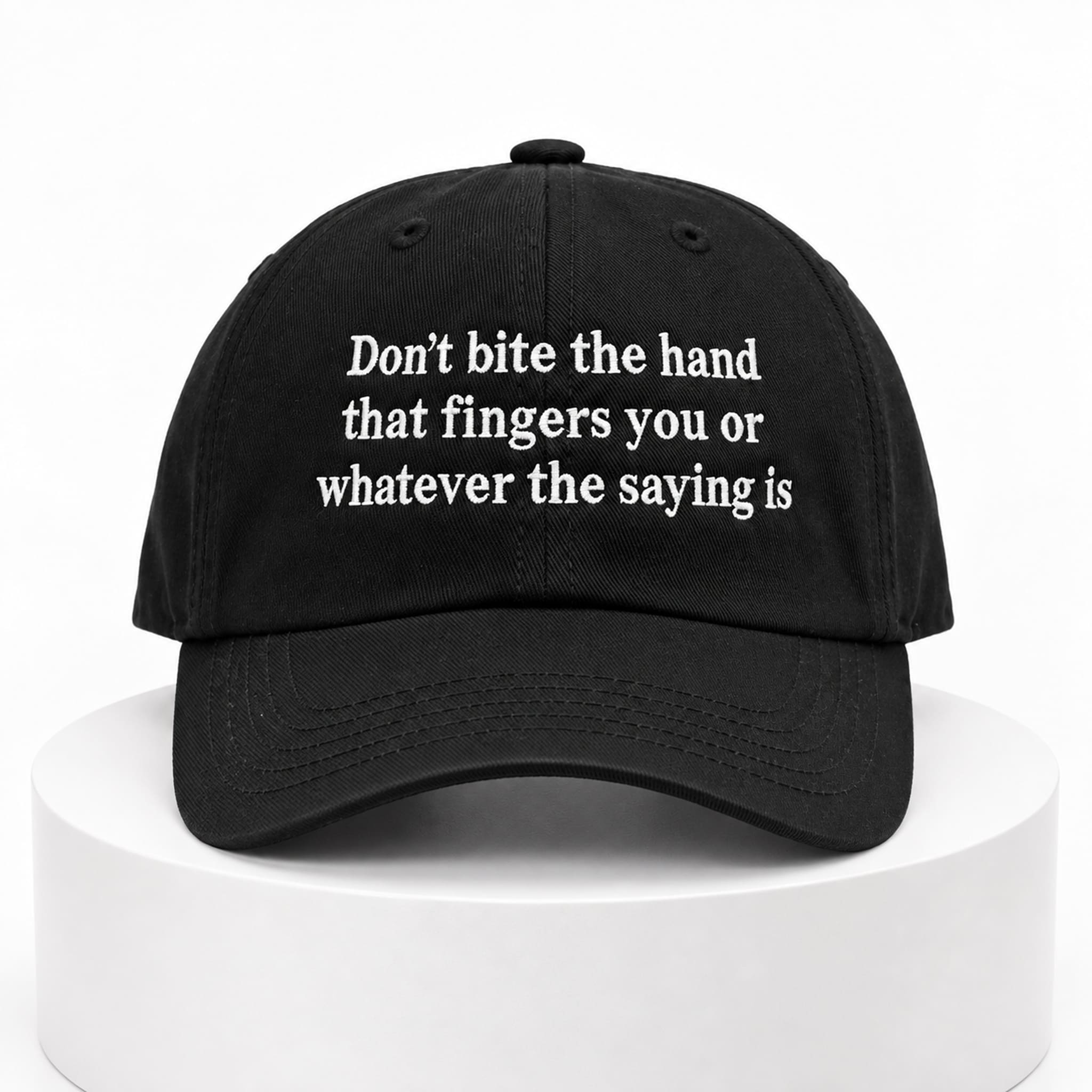 Don't Bite The Hand That Fingers You Or Whatever The Saying Is Hat 1 Dont Bite The Hand That Fingers You Or Whatever The Saying Is Hat 1