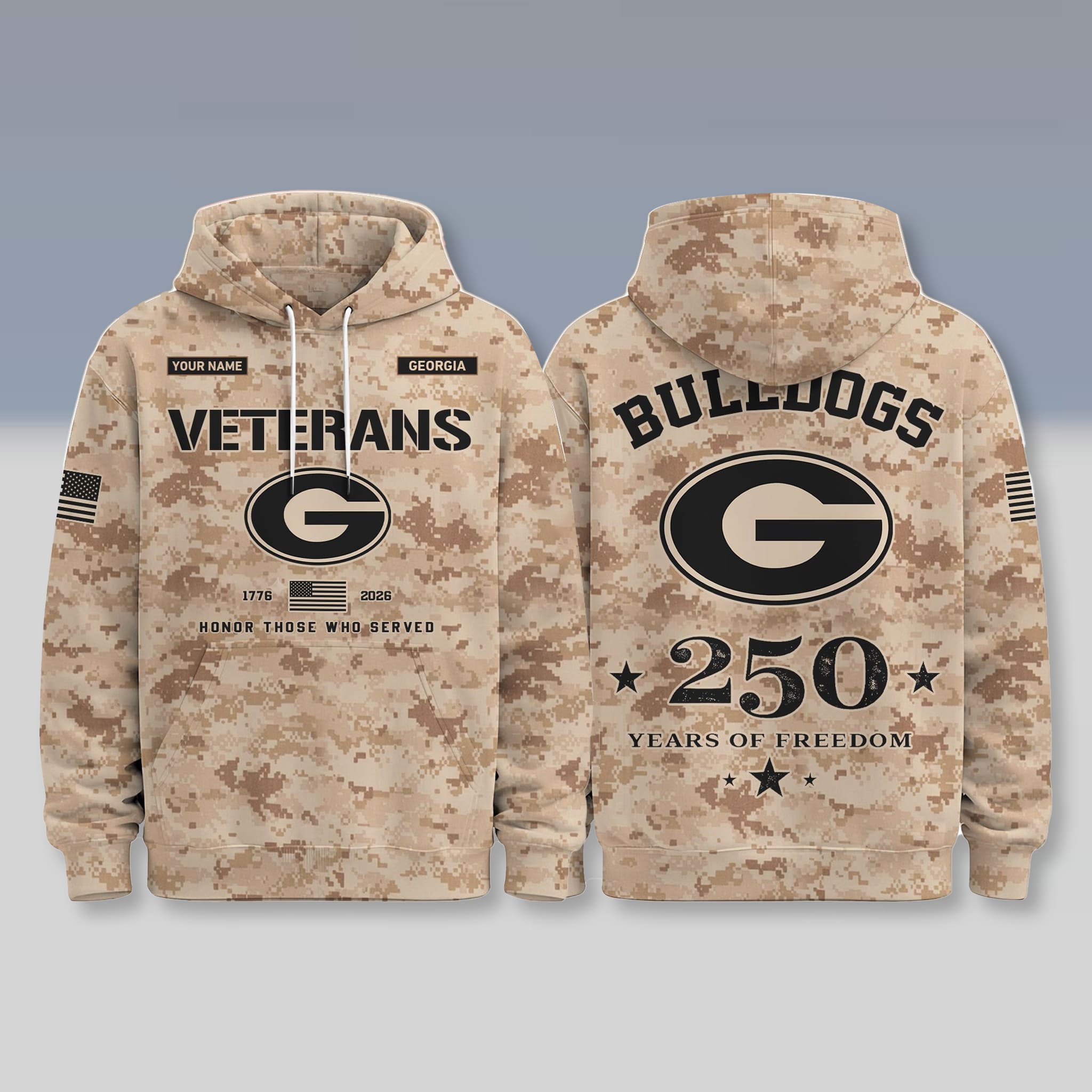 Georgia Bulldogs USA 250 Veterans Day Camo Hoodie 1 Georgia Bulldogs USA 250 Veterans Day Camo Hoodie 1
