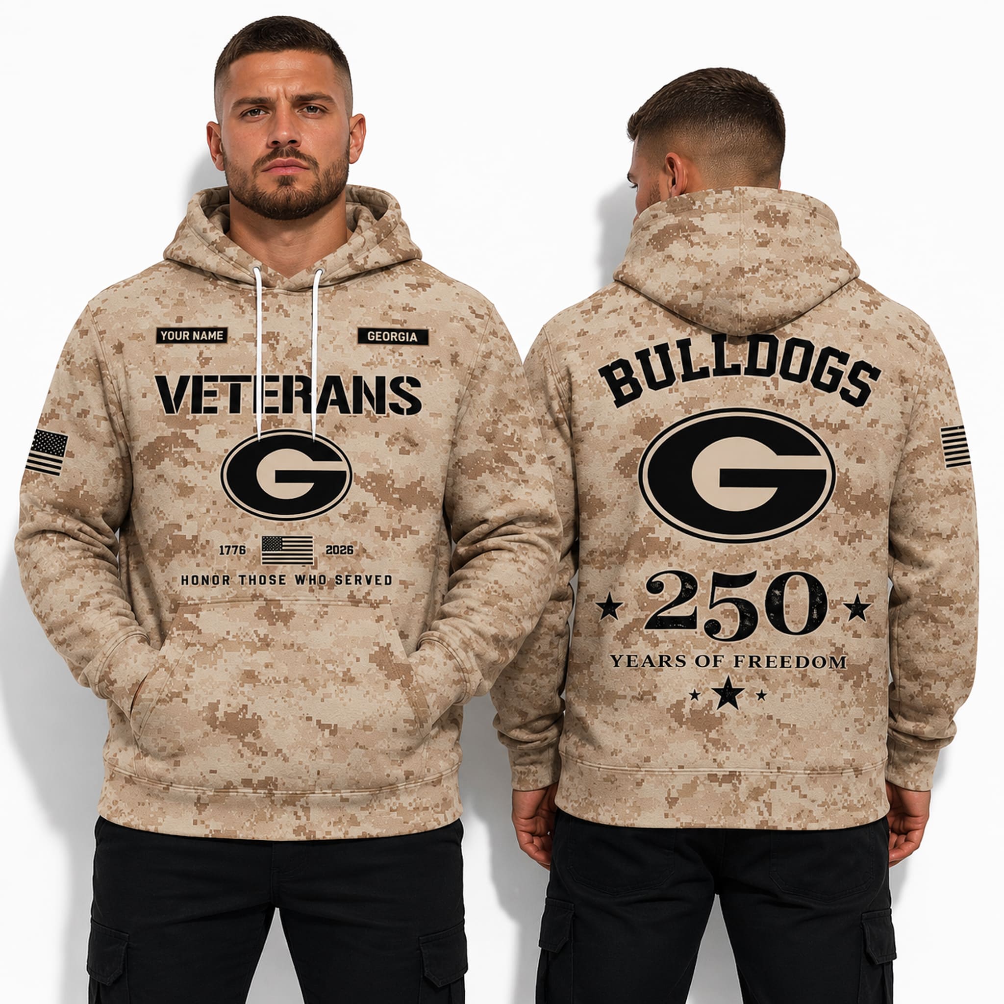 Georgia Bulldogs USA 250 Veterans Day Camo Hoodie 2 Georgia Bulldogs USA 250 Veterans Day Camo Hoodie 2