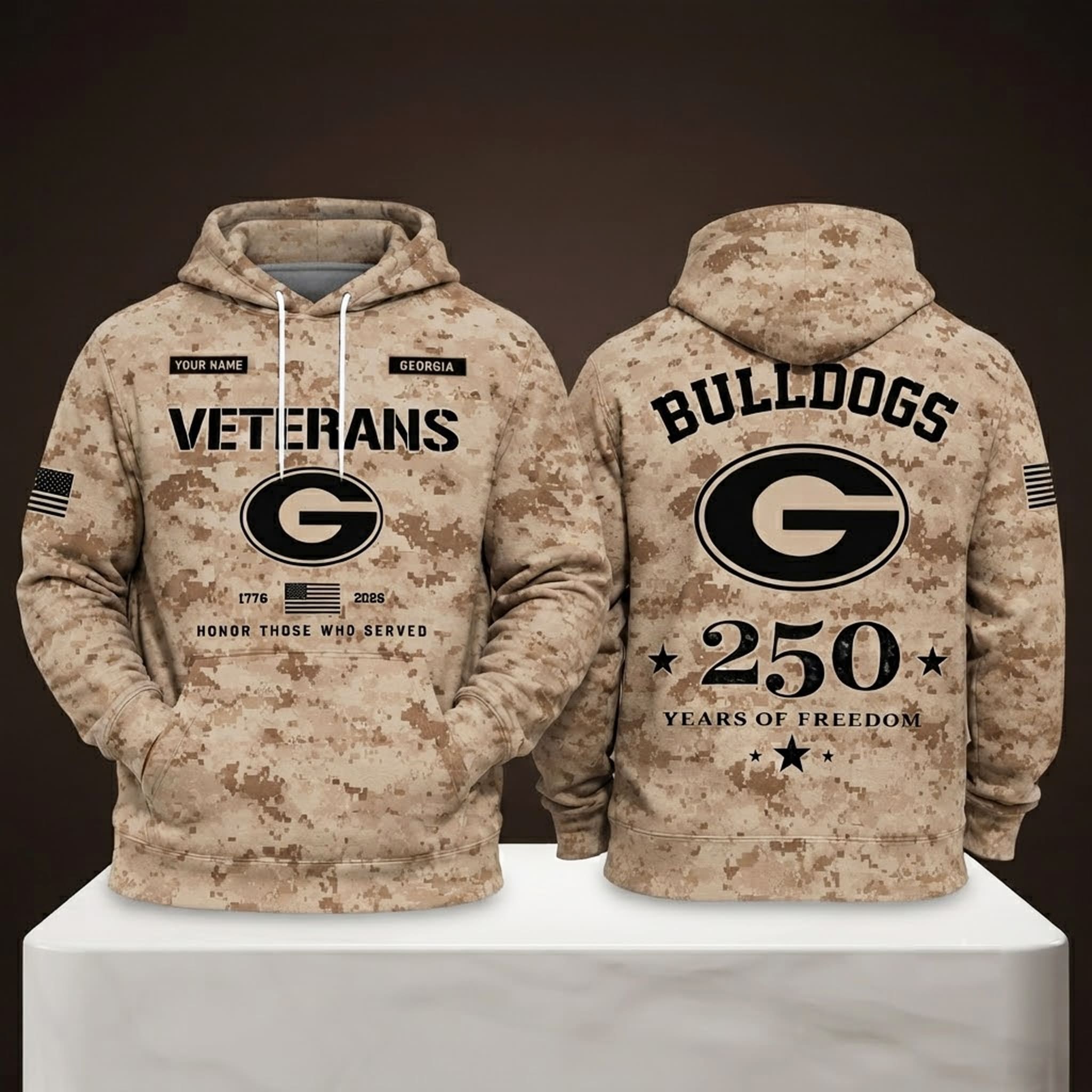 Georgia Bulldogs USA 250 Veterans Day Camo Hoodie Georgia Bulldogs USA 250 Veterans Day Camo Hoodie