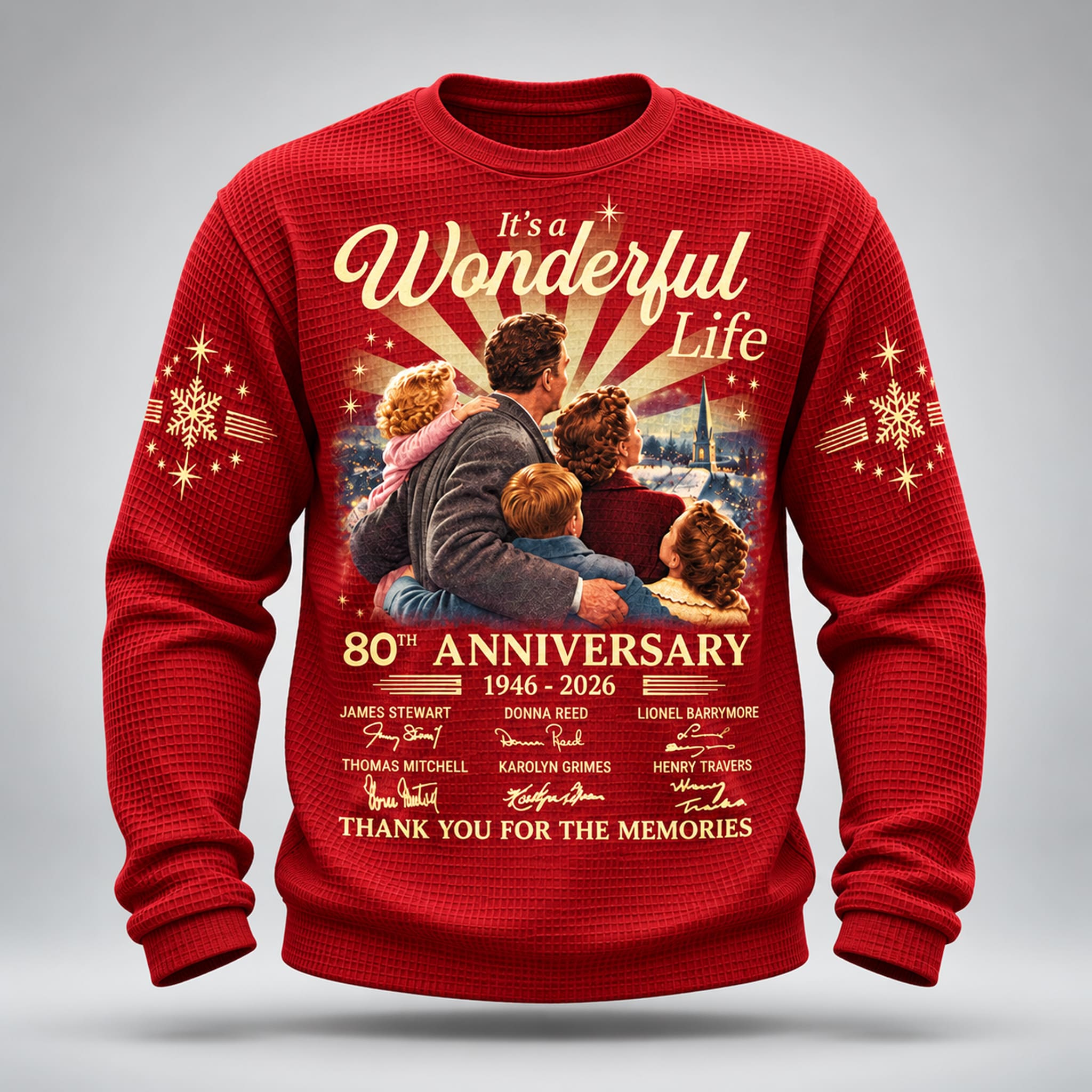 It's A Wonderful Life 80th Anniversary Christmas Waffle Sweater 2 It's A Wonderful Life 80th Anniversary Christmas Waffle Sweater 2