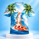 Joe Burrow Cat Surfing Pizza Shirt