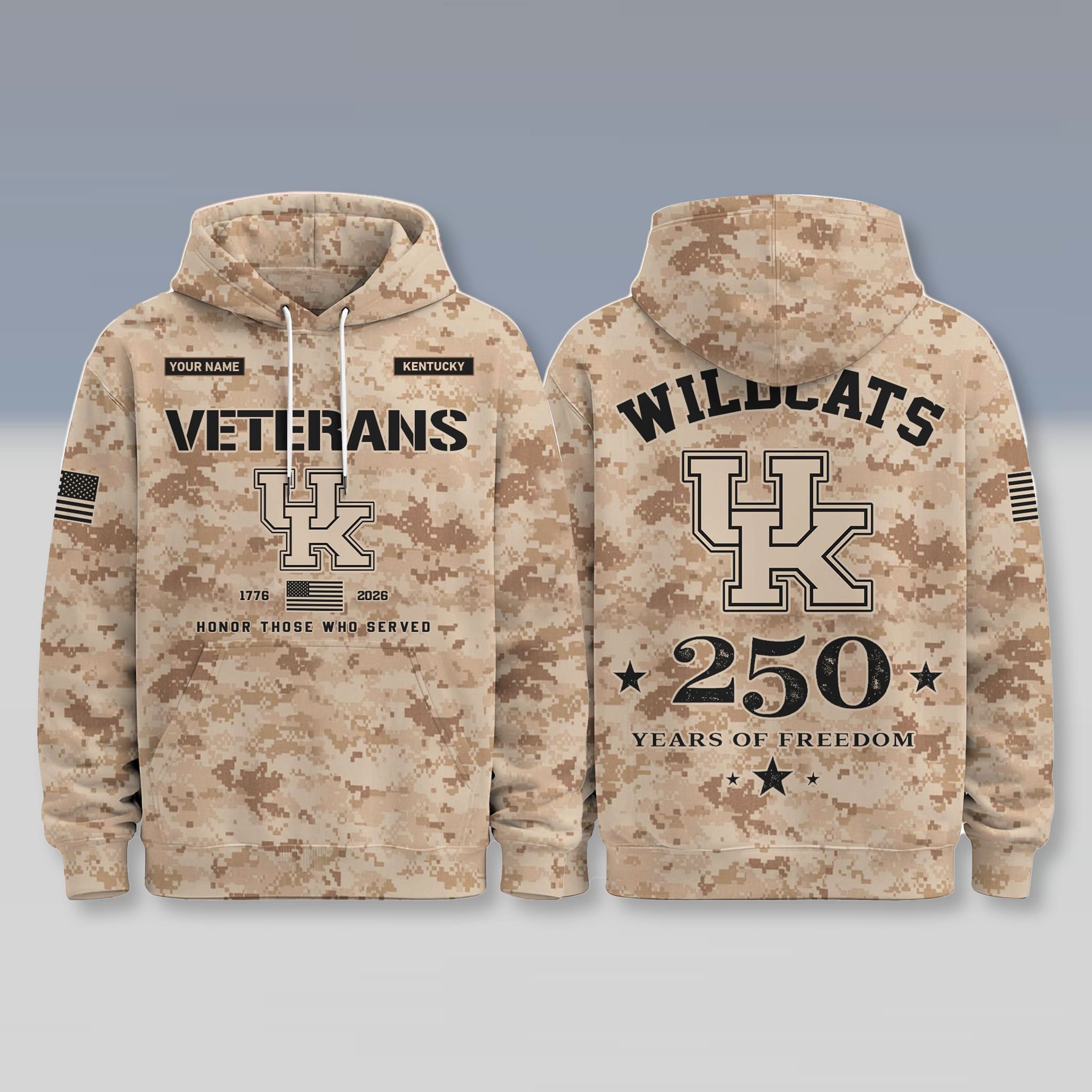 Kentucky Wildcats USA 250 Veterans Day Camo Hoodie 1 Kentucky Wildcats USA 250 Veterans Day Camo Hoodie 1
