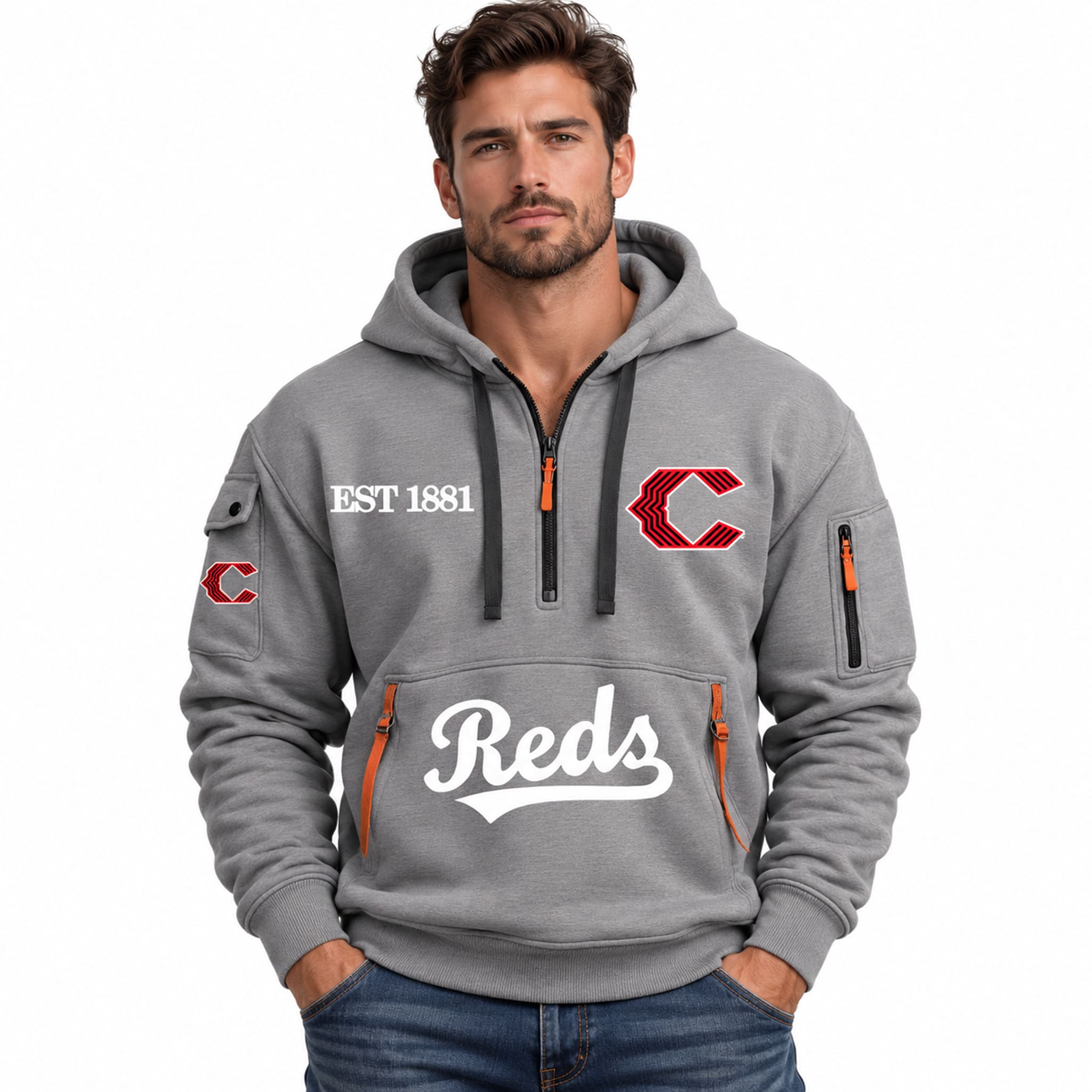 Reds Baseball EST 1881 Zip Hoodie 1 Reds Baseball EST 1881 Zip Hoodie 1