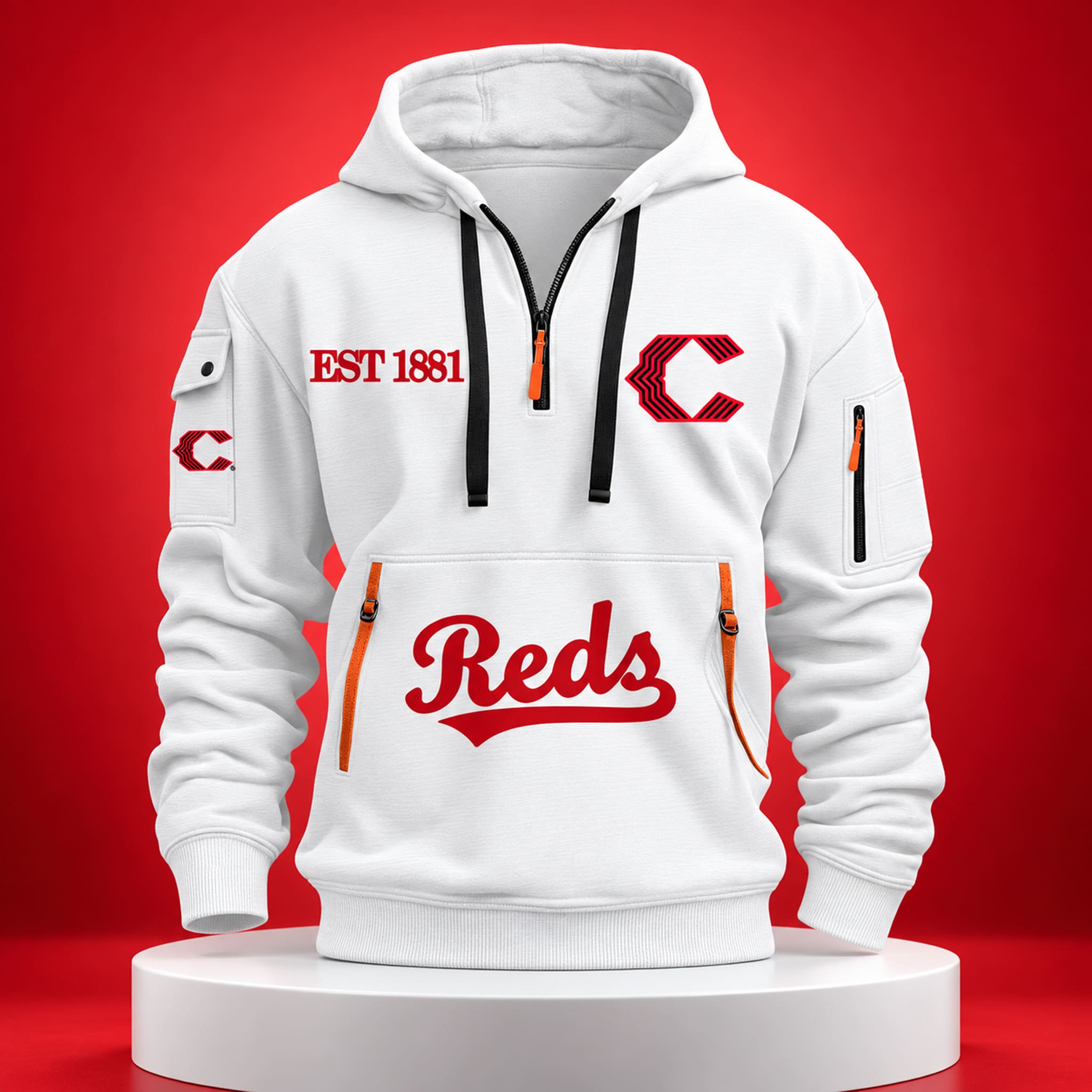 Reds Baseball EST 1881 Zip Hoodie 2 Reds Baseball EST 1881 Zip Hoodie 2