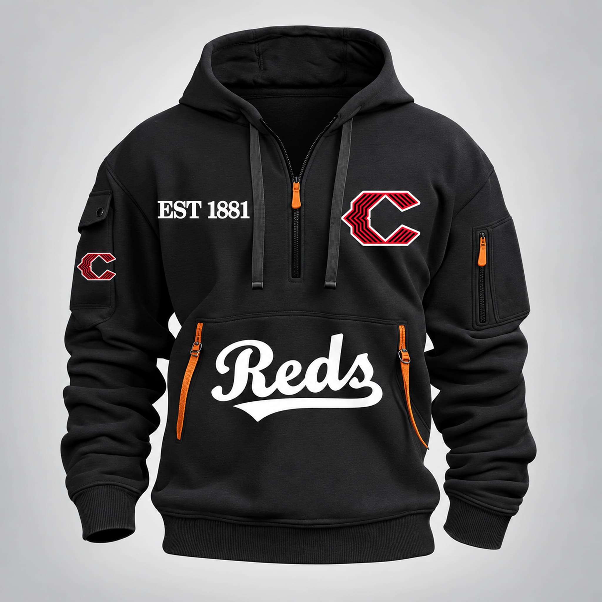 Reds Baseball EST 1881 Zip Hoodie 3 Reds Baseball EST 1881 Zip Hoodie 3