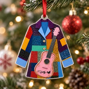 Dolly Parton Coat & Guitar Acrylic Christmas Ornament 1
