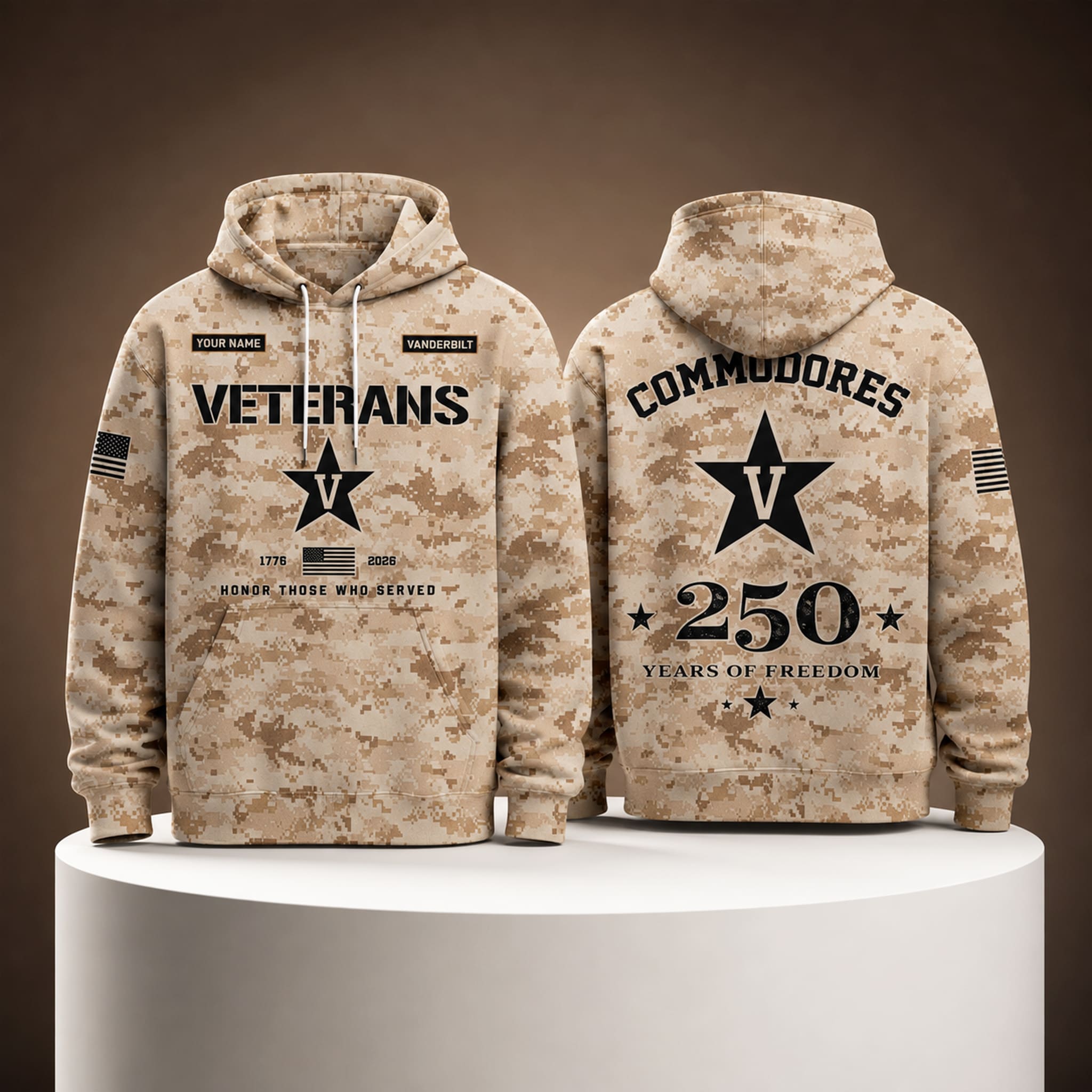 Vanderbilt Commodores USA 250 Veterans Day Camo Hoodie Vanderbilt Commodores USA 250 Veterans Day Camo Hoodie