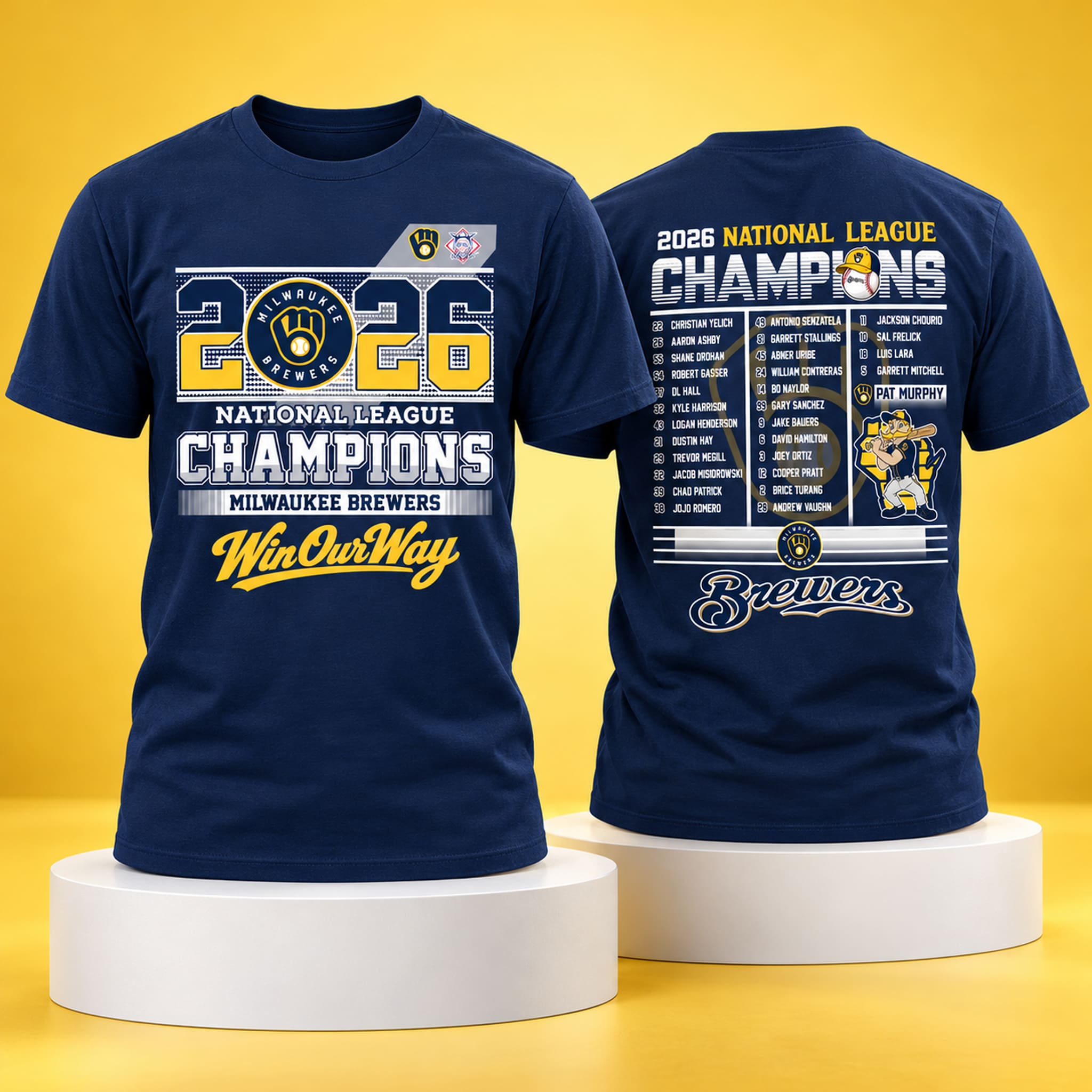 2026 Brewers National League Champs Team Roster Shirt 1 2026 Brewers National League Champs Team Roster Shirt 1