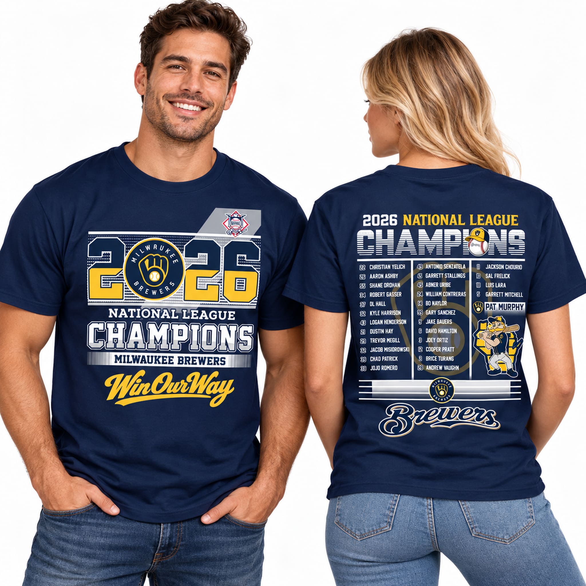 2026 Brewers National League Champs Team Roster Shirt 2 2026 Brewers National League Champs Team Roster Shirt 2