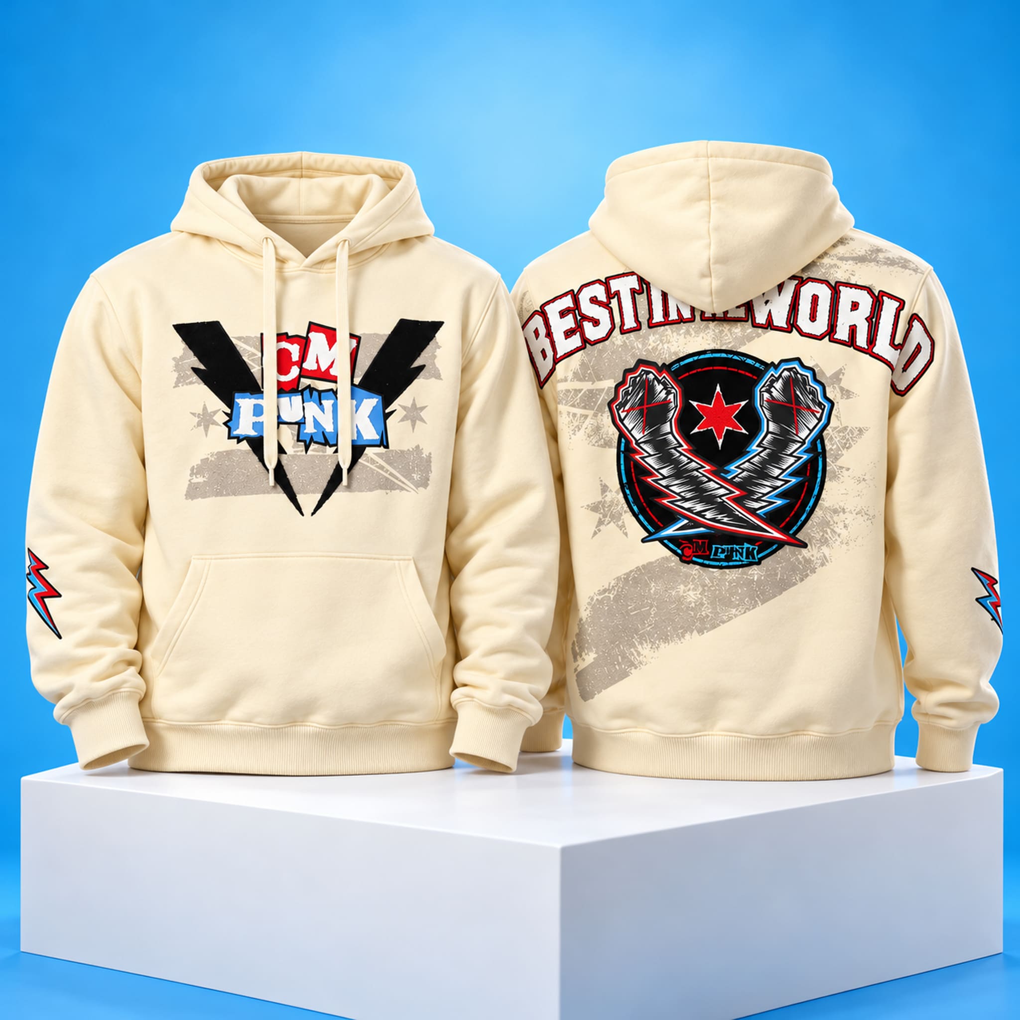 2026 CM Punk Kicks off SmackDown Lightning Fists Hoodie 2 2026 CM Punk Kicks off SmackDown Lightning Fists Hoodie 2