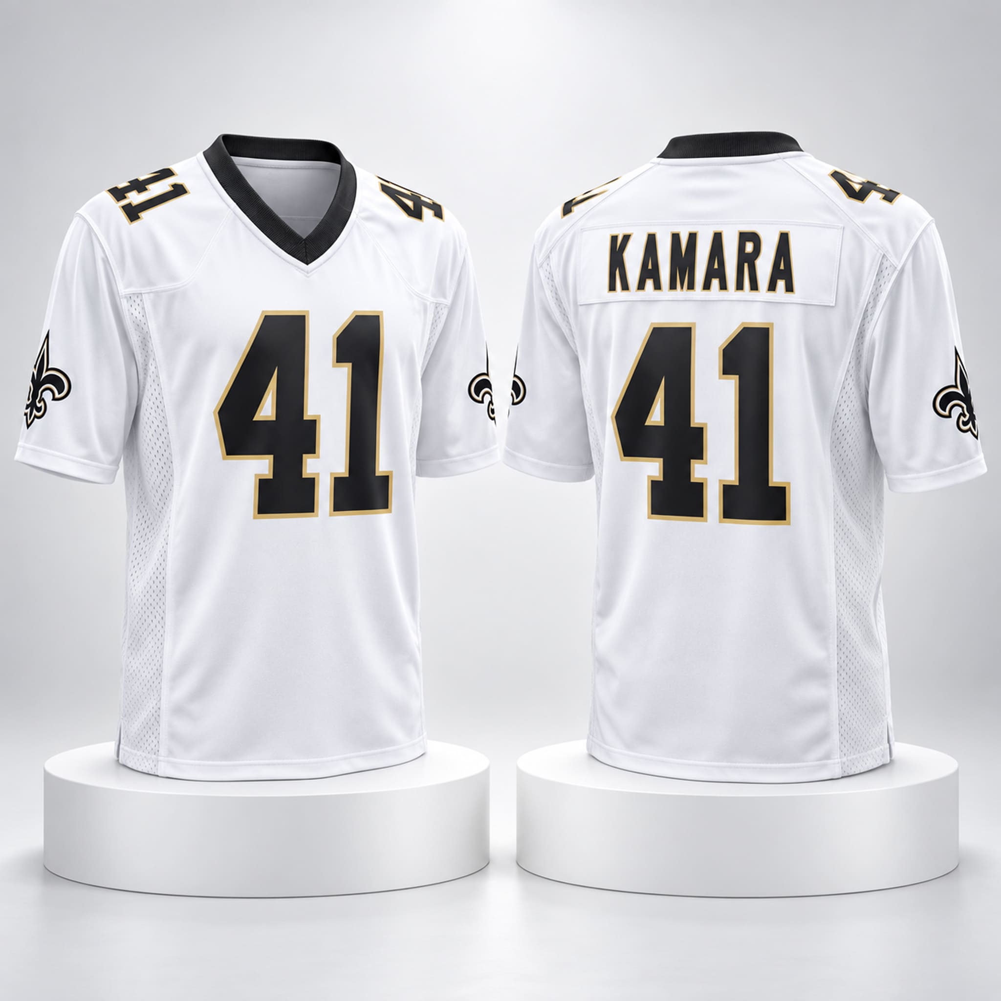 2026 Saints Alvin Kamara White Jersey 1 2026 Saints Alvin Kamara White Jersey 1