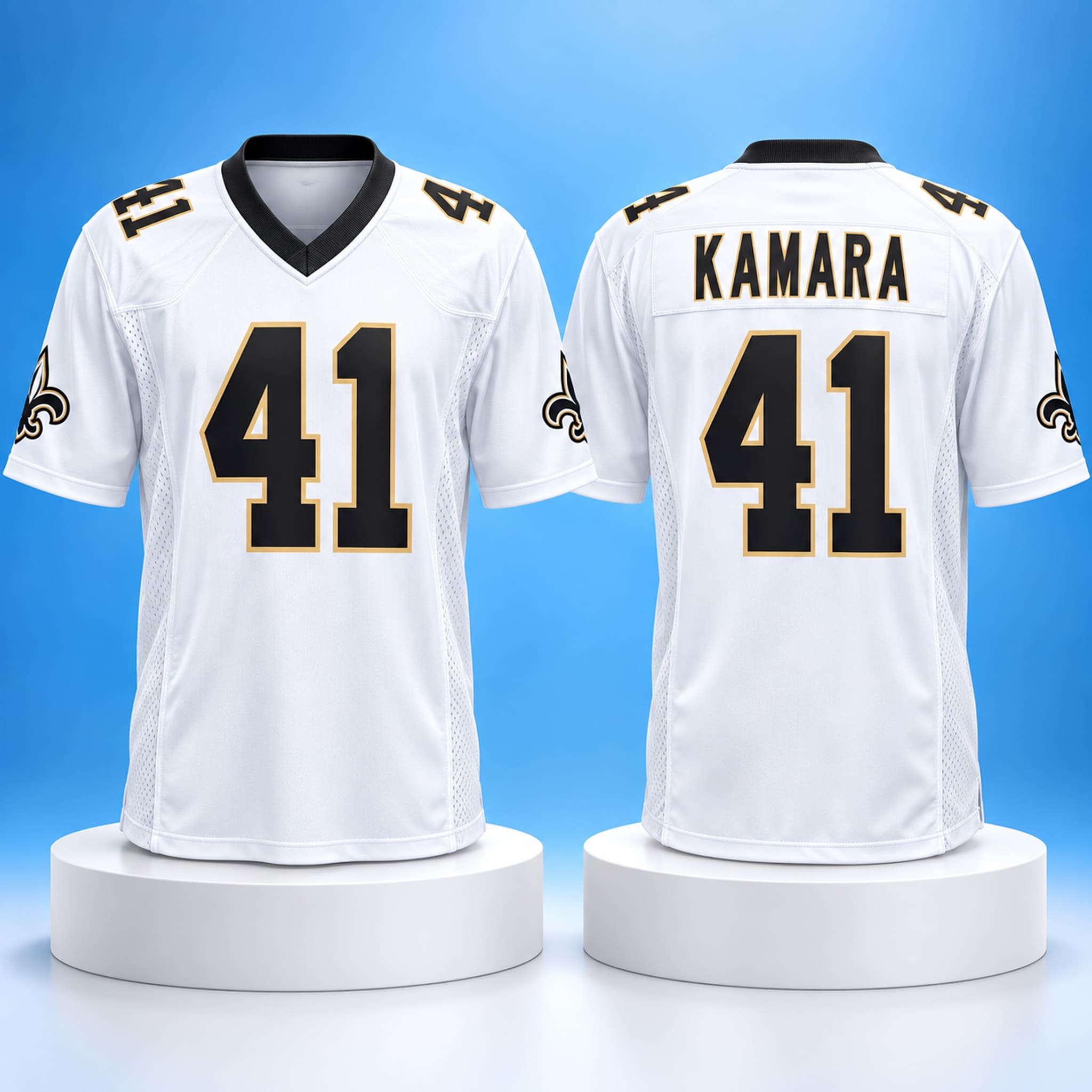 2026 Saints Alvin Kamara White Jersey 3 2026 Saints Alvin Kamara White Jersey 3
