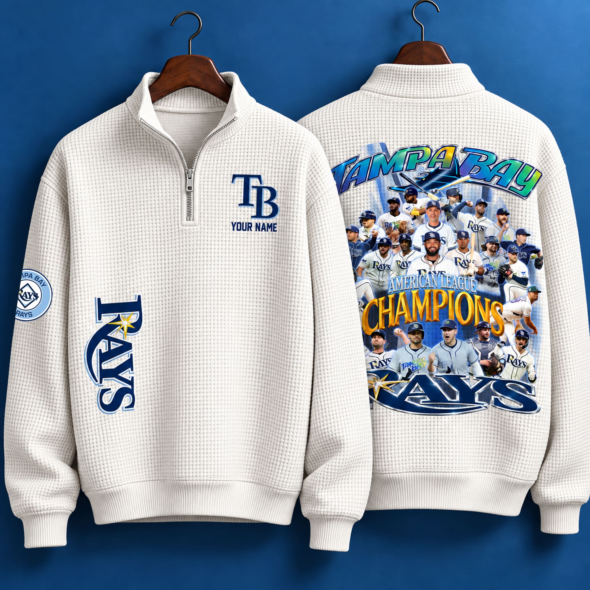 2026 TB Rays ALCS Champions Waffle Quarter Zip Sweater 1 2026 TB Rays ALCS Champions Waffle Quarter Zip Sweater 1