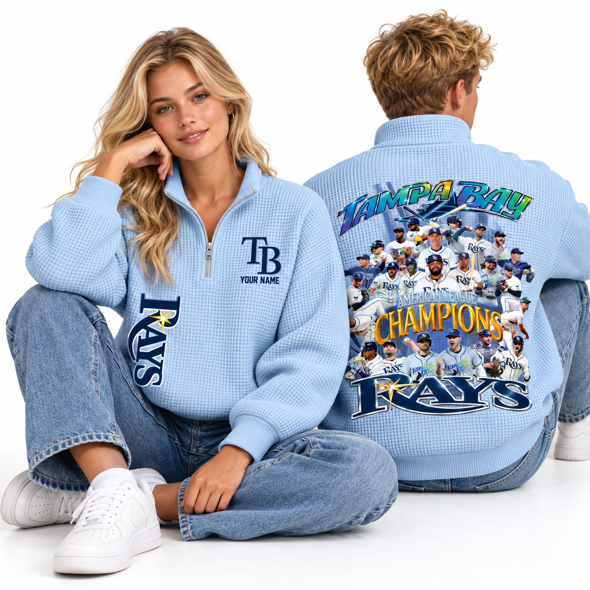 2026 TB Rays ALCS Champions Waffle Quarter Zip Sweater 3 2026 TB Rays ALCS Champions Waffle Quarter Zip Sweater 3